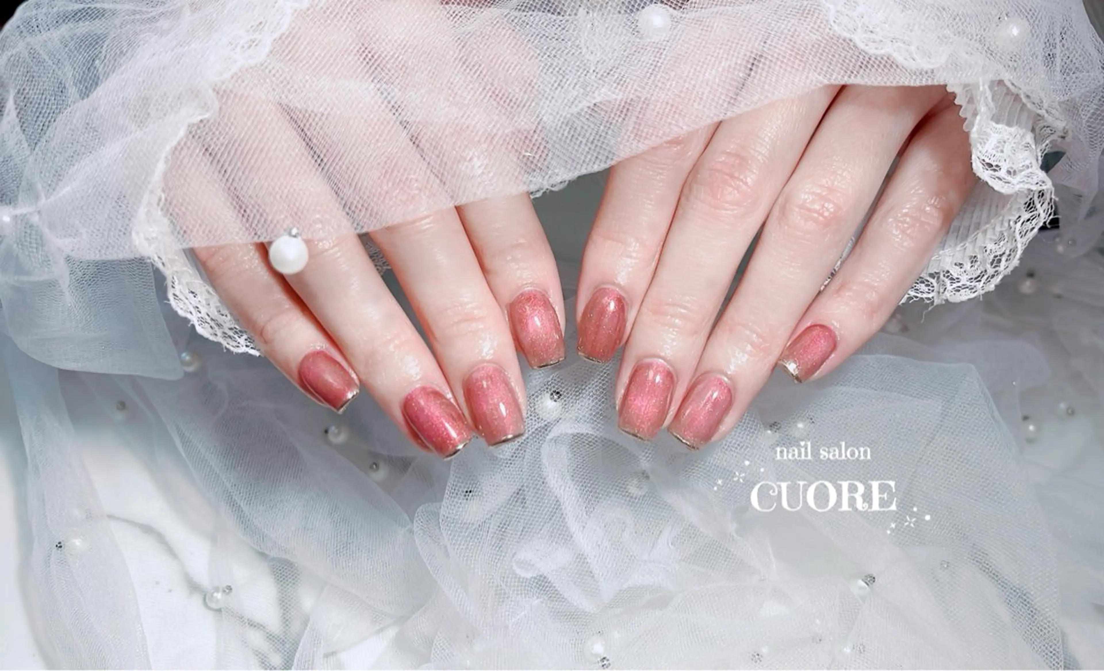 ネイル フレンチネイル マグネットネイル ミラーネイル オフィスネイル シンプルネイル ハンドネイル nail salon CUOREのネイルデザイン