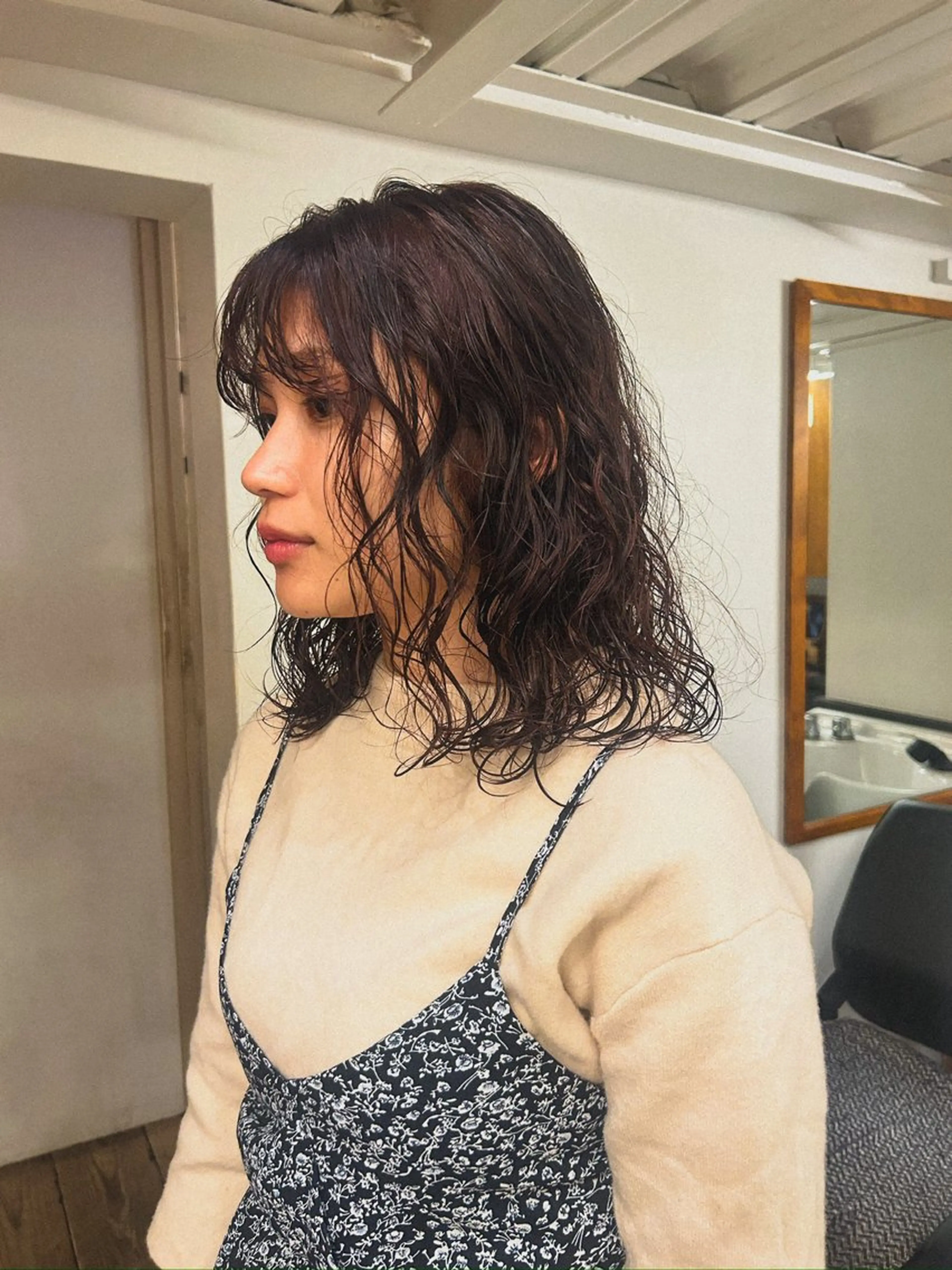 ミディアム カラー パーマ ミディアムパーマ ブラウンカラー ボブ カット ヘアカラー パーマ トリートメント 🌿ボブ パーマ高橋啓太🌿のヘアスタイル