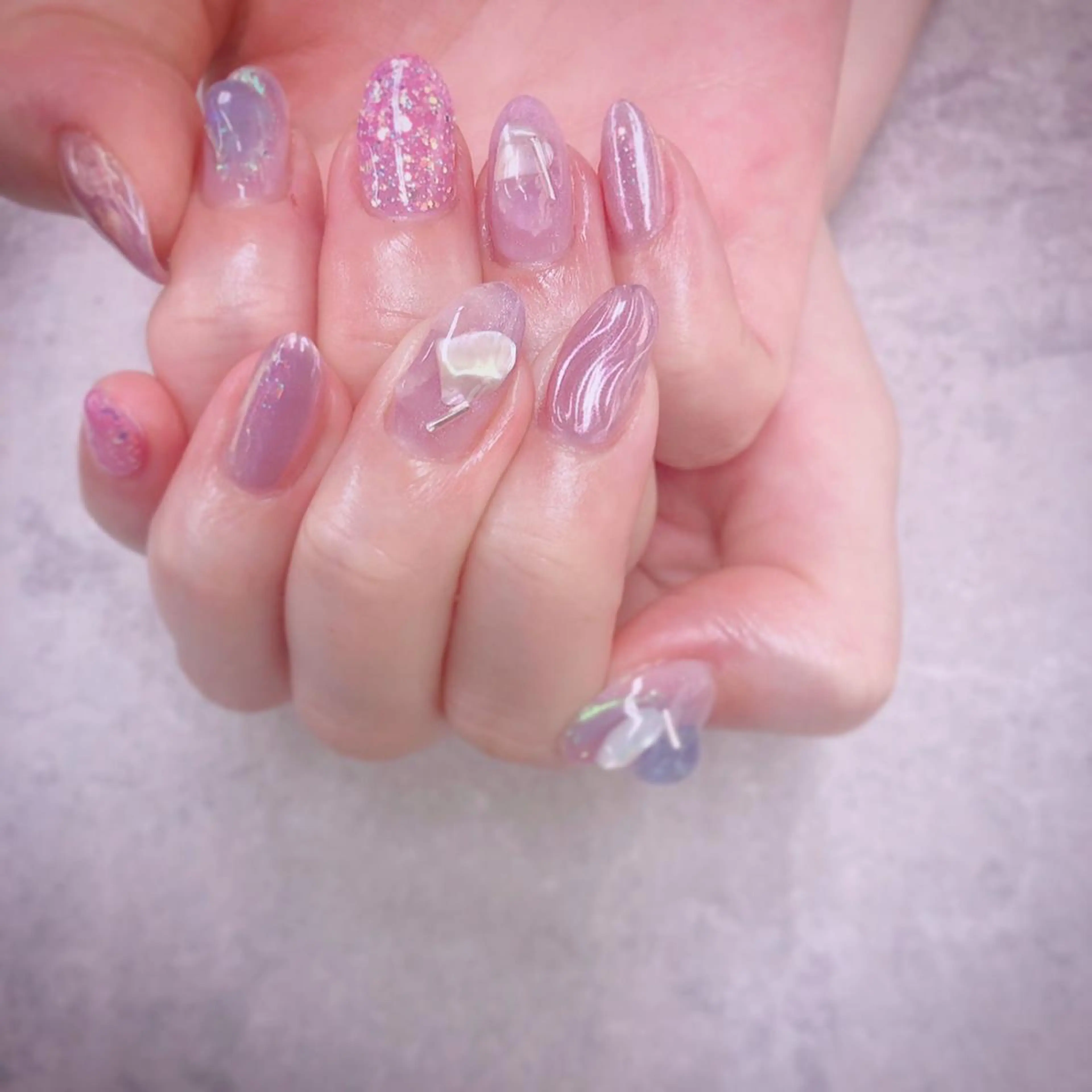 ネイル ニュアンスネイル パープル ハンドネイル ハンドケア FASTNAIL PLUS 新宿店のネイルデザイン