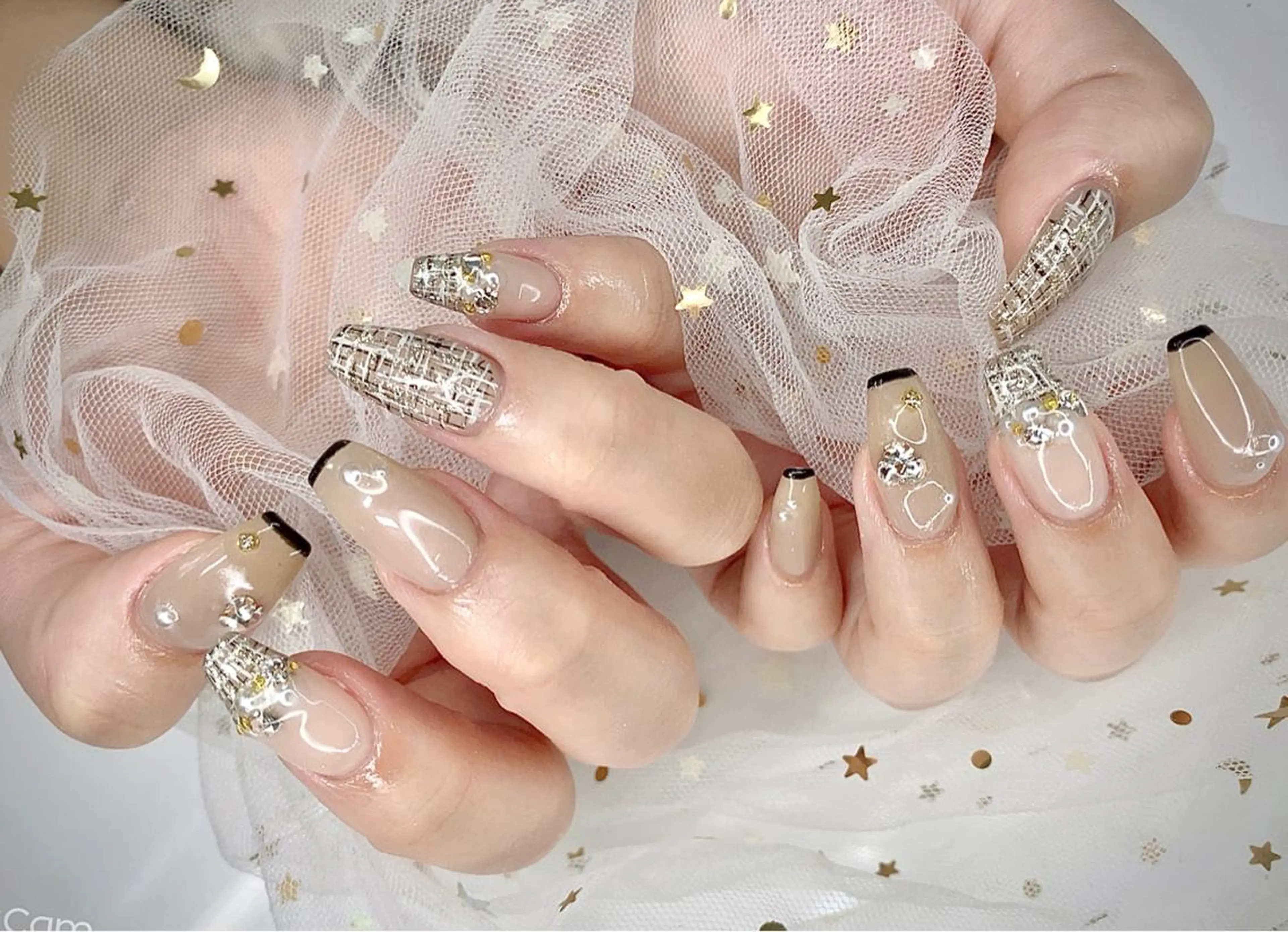 ネイル I-nailロング /ワンホン/キラキラのネイルデザイン