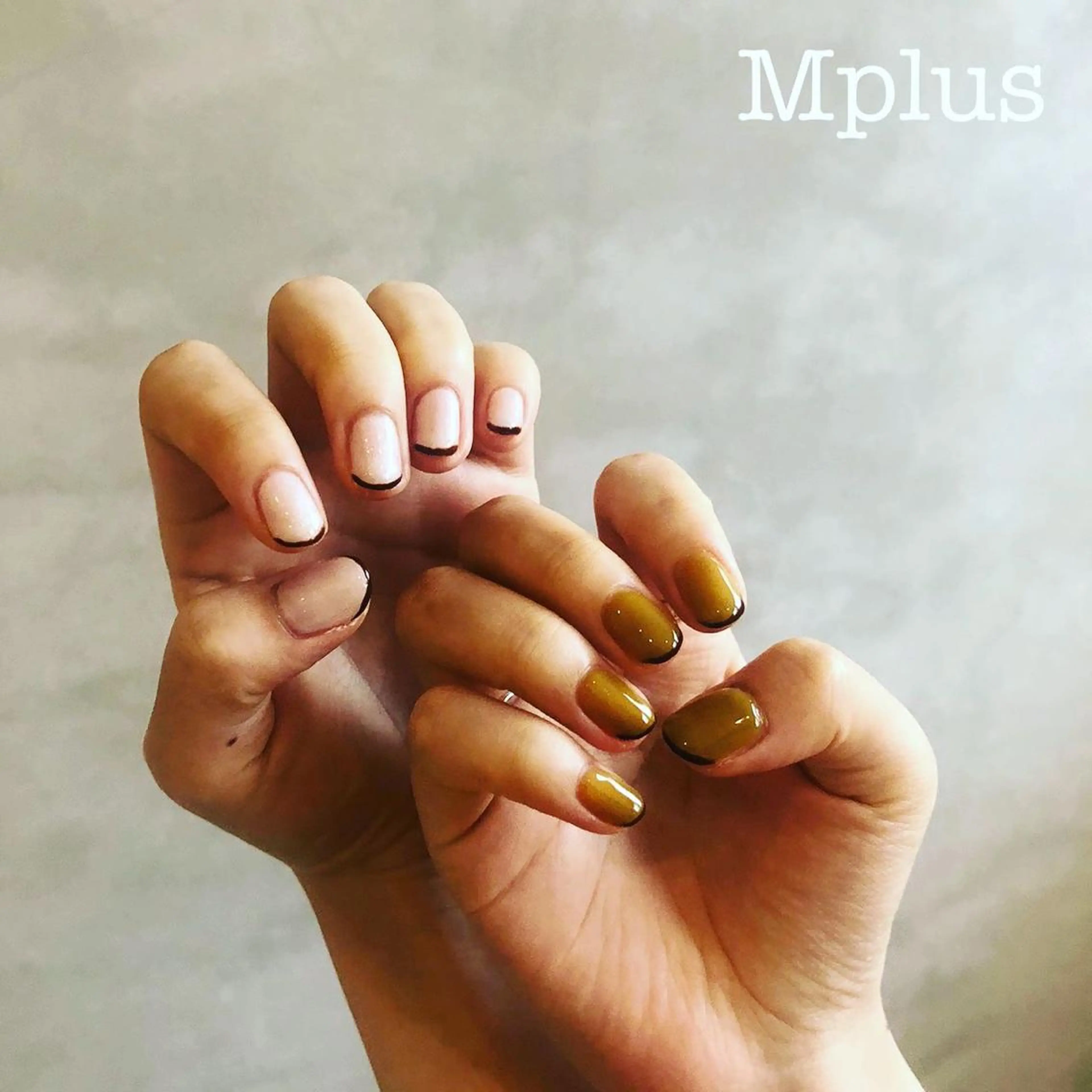 ネイル ブラウン フレンチネイル ホワイト Mplus miyukiのネイルデザイン