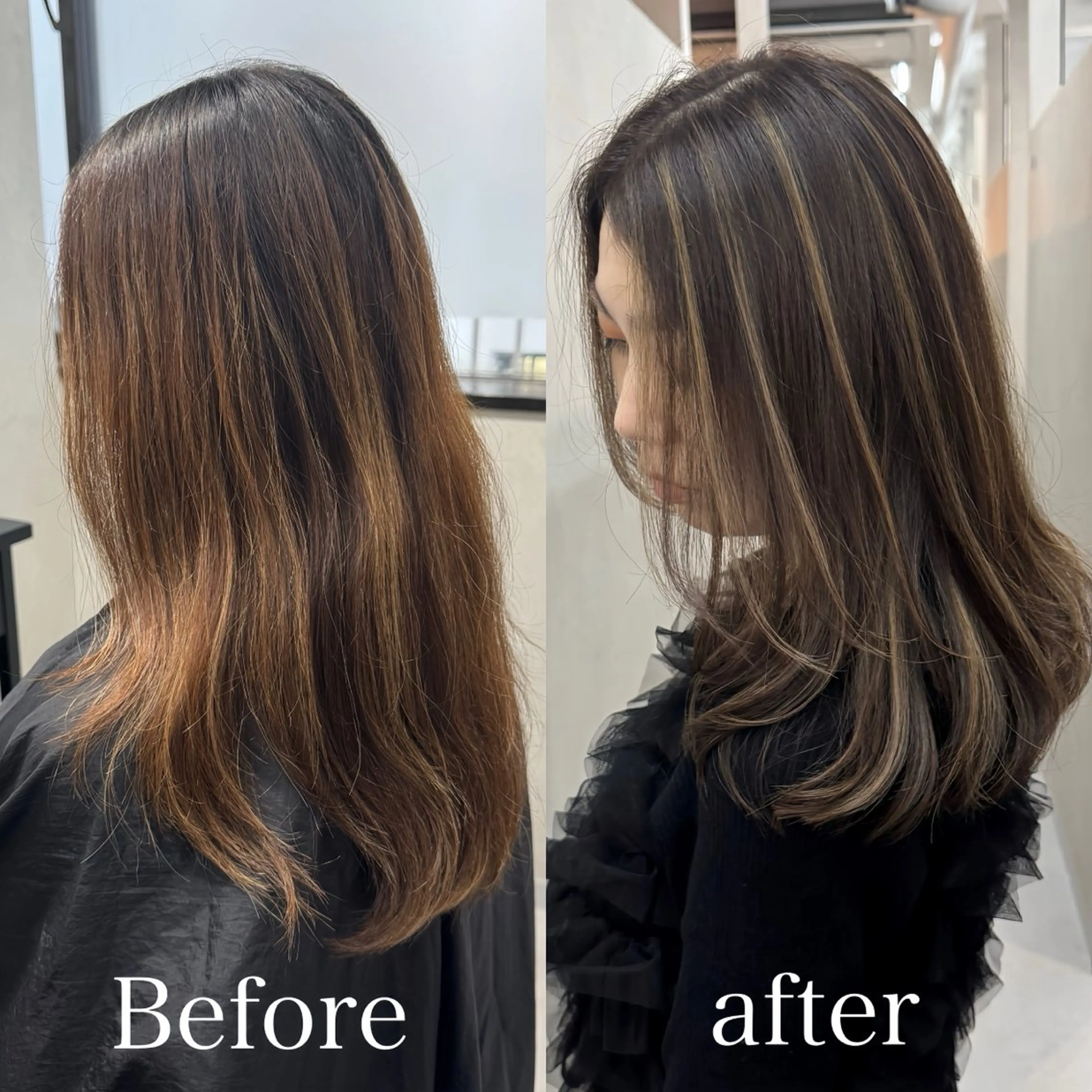 セミロング カラー ブリーチ ケアブリーチ 透明感カラー ダブルカラー ハイライトカラー カット ヘアカラー ハイライト／髪質改善 裕樹のヘアスタイル