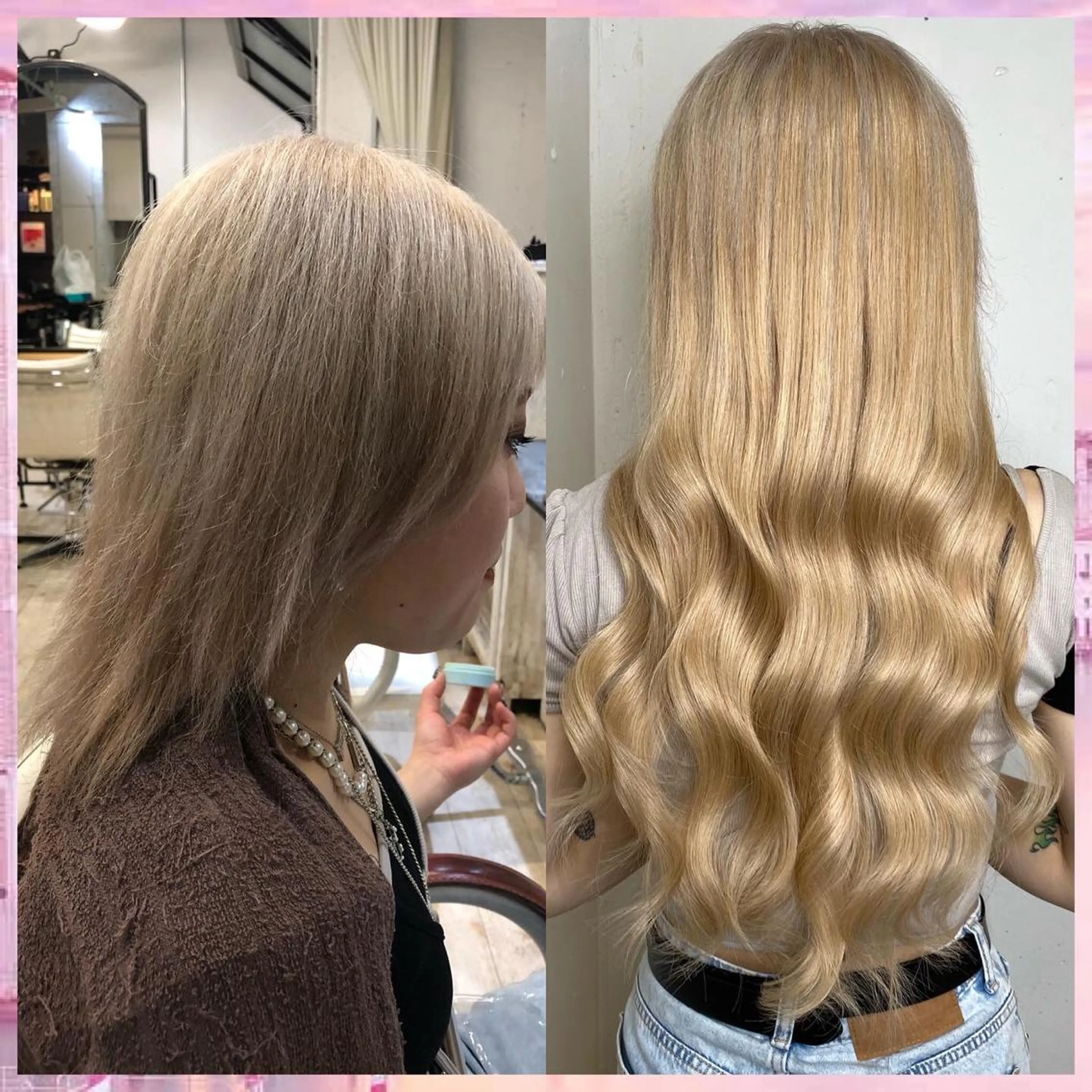 ロング カラー ヘアアレンジ 編み込みエクステ シールエクステ ベージュカラー イヤリングカラー インナーカラー カット ヘアカラー トリートメント エクステ ヘアセット 八巻 晴香のヘアスタイル