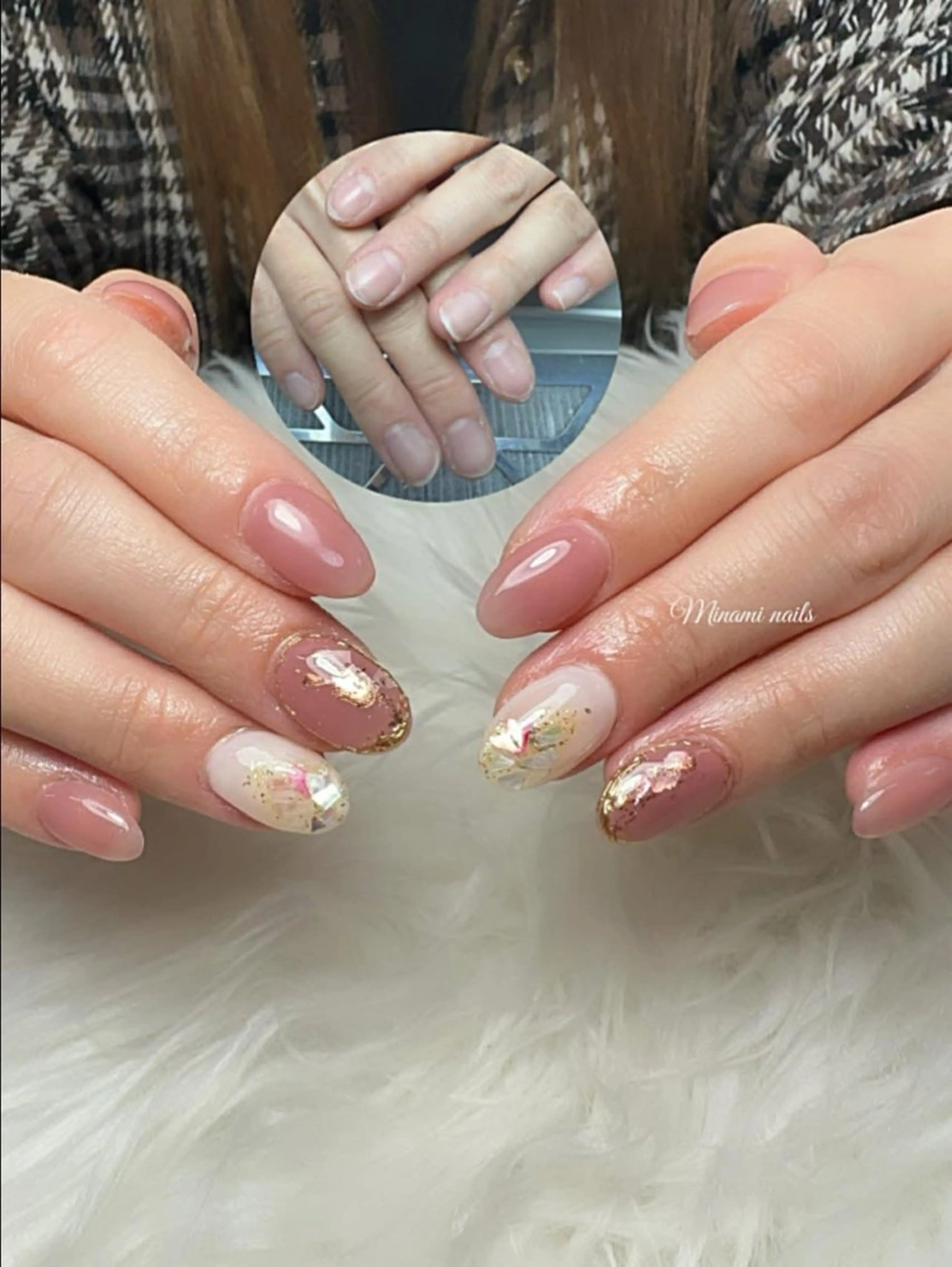 ネイル アートネイル オーロラネイル ガーリー キラキラネイル 韓国ネイル ハンドネイル Minami Nailsのネイルデザイン