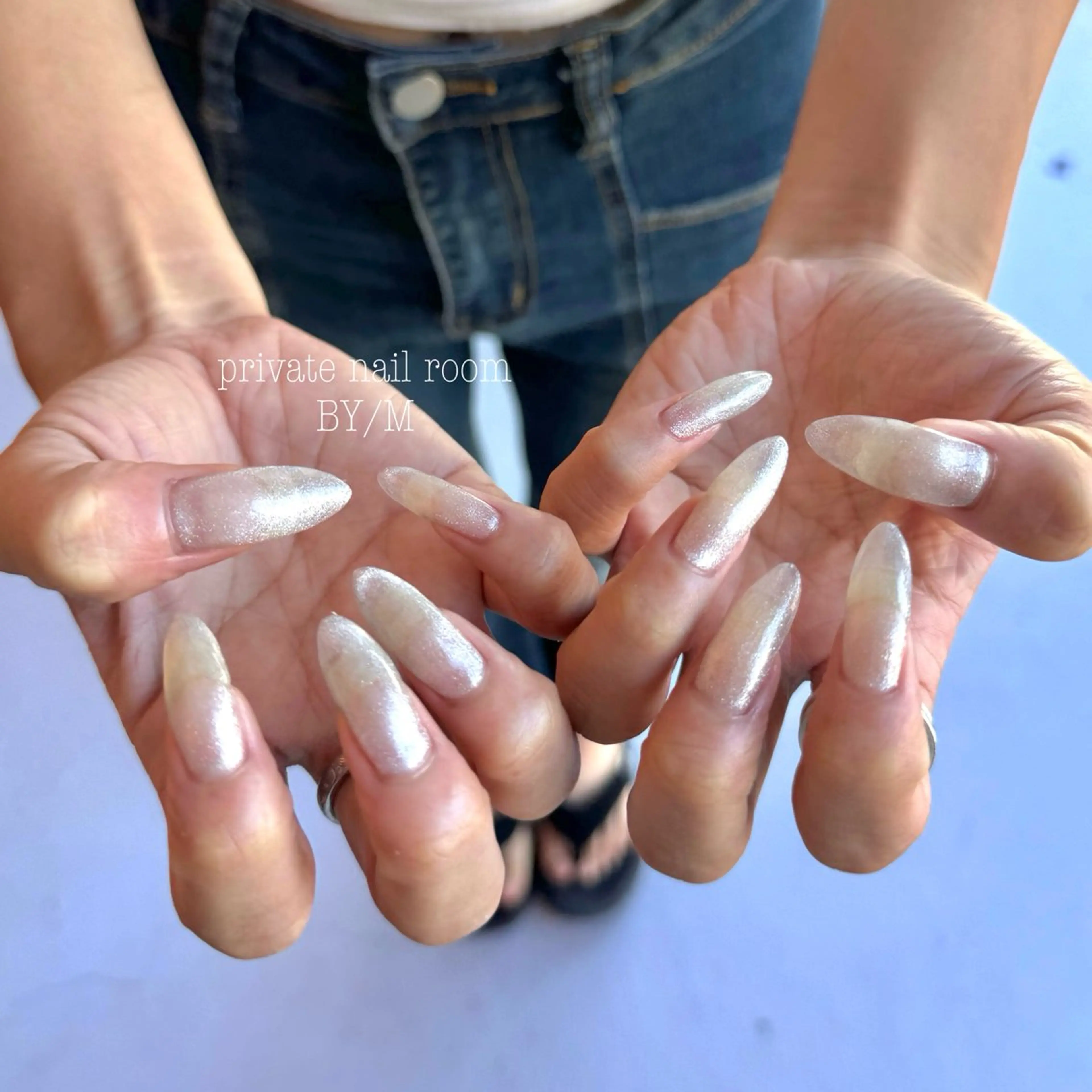 ネイル ブルー ゴールド マグネットネイル ピンク シルバー ハンドネイル BY / Mのネイルデザイン