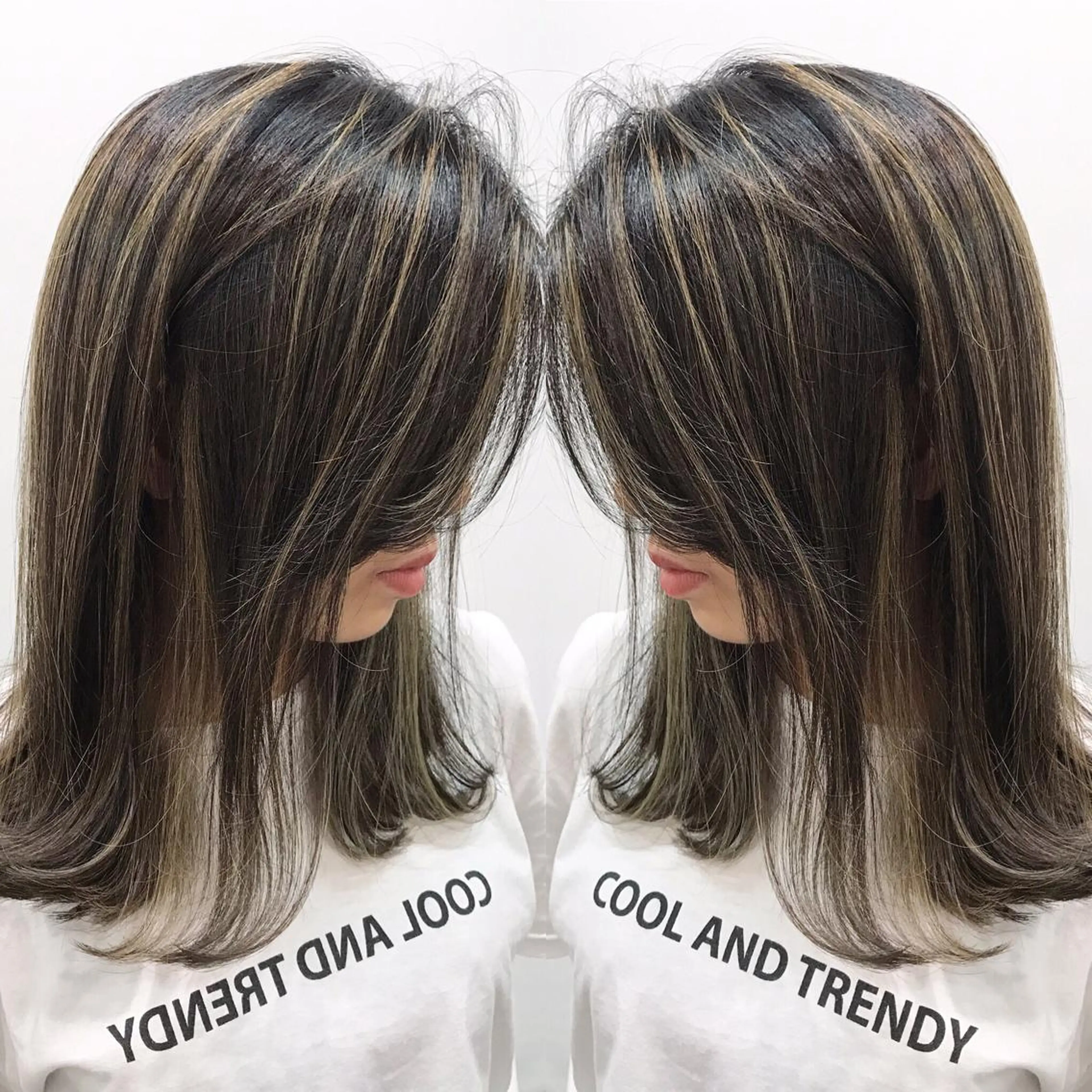 ミディアム カラー ヘアアレンジ ヘアカラー トリートメント 縮毛矯正 髪質改善寺坂雄飛💐のヘアスタイル