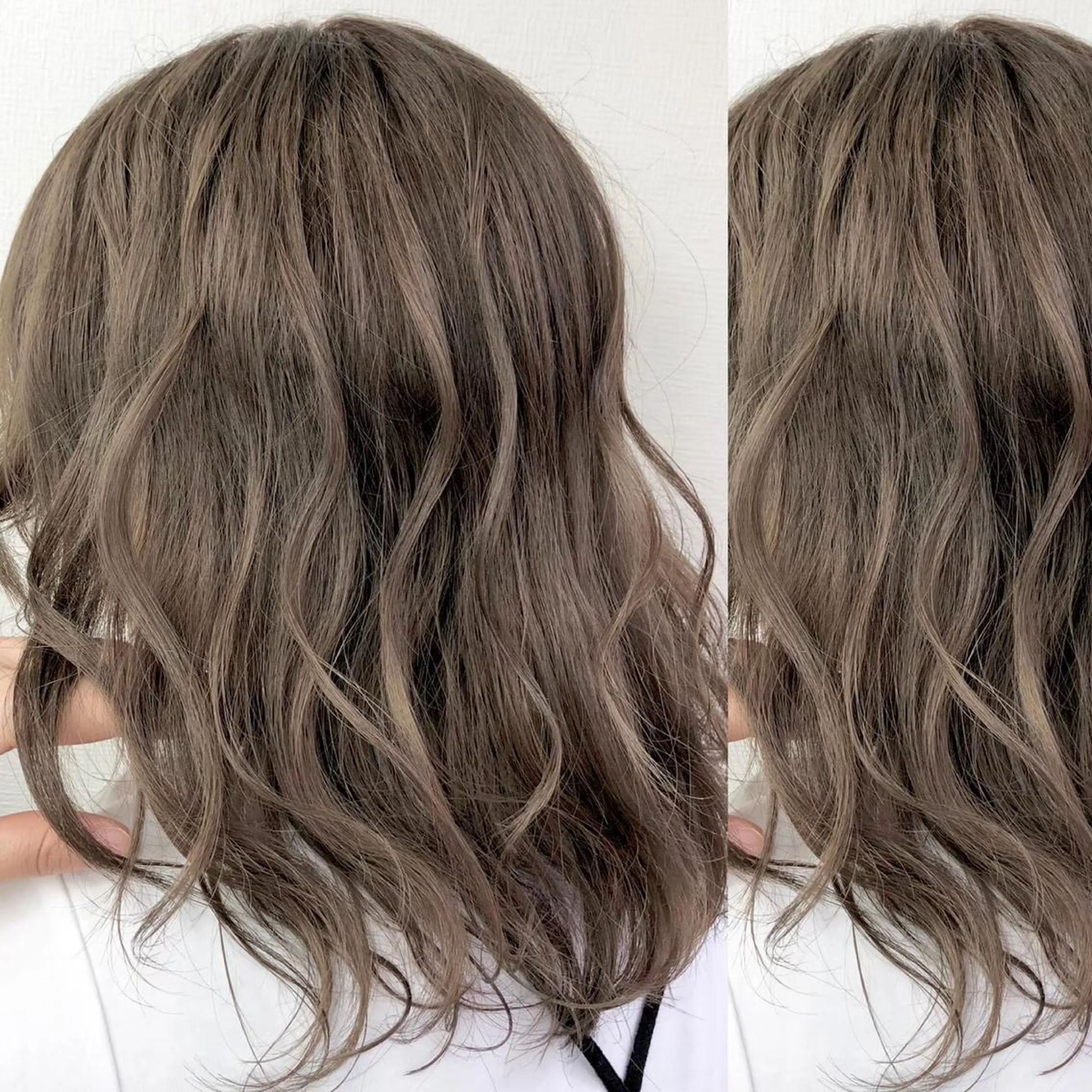 セミロング カラー JuNブリーチに 縮毛矯正するプロのヘアスタイル