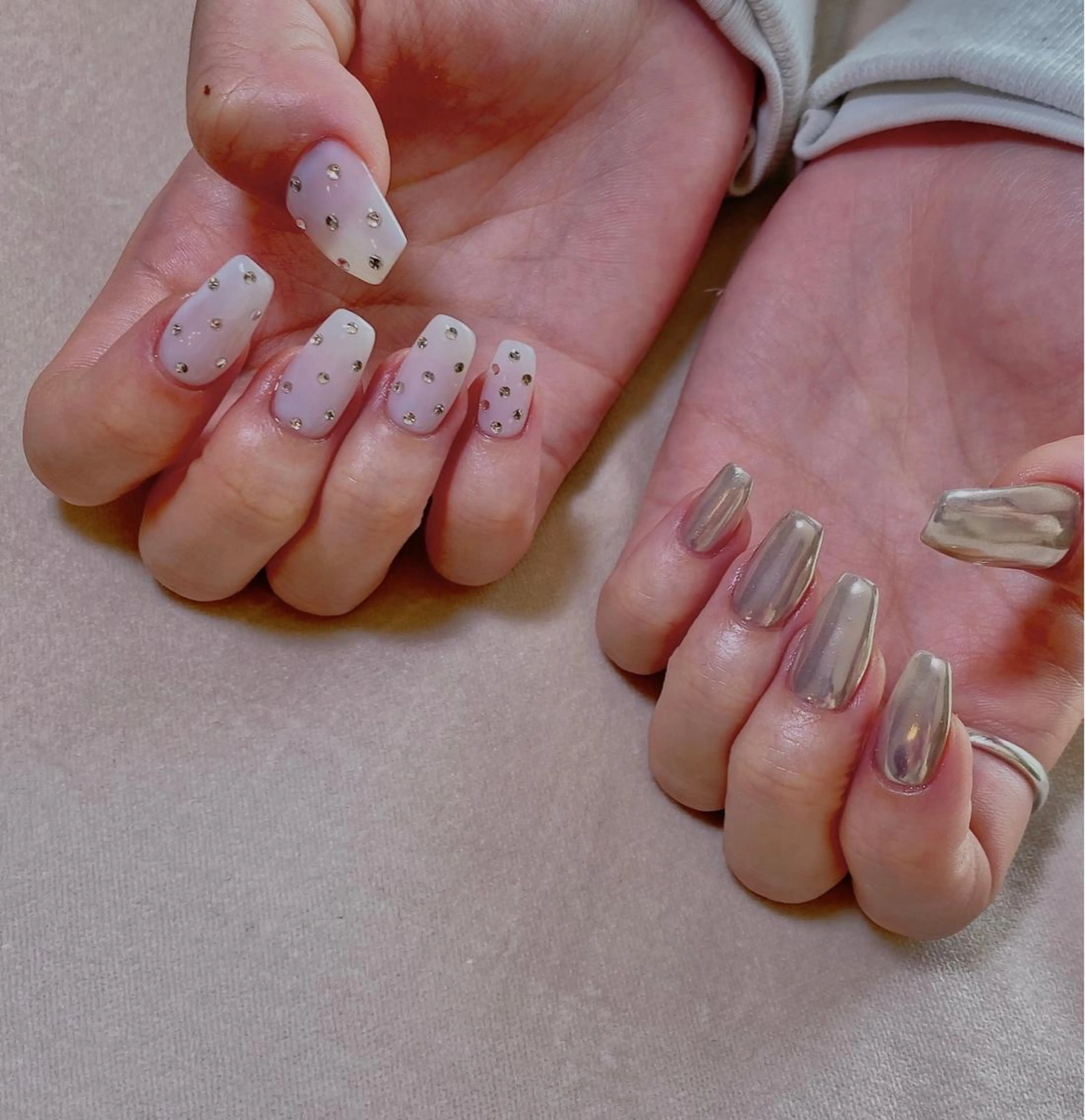 ネイル ミラーネイル ストーンネイル Nail Room Bellisのネイルデザイン
