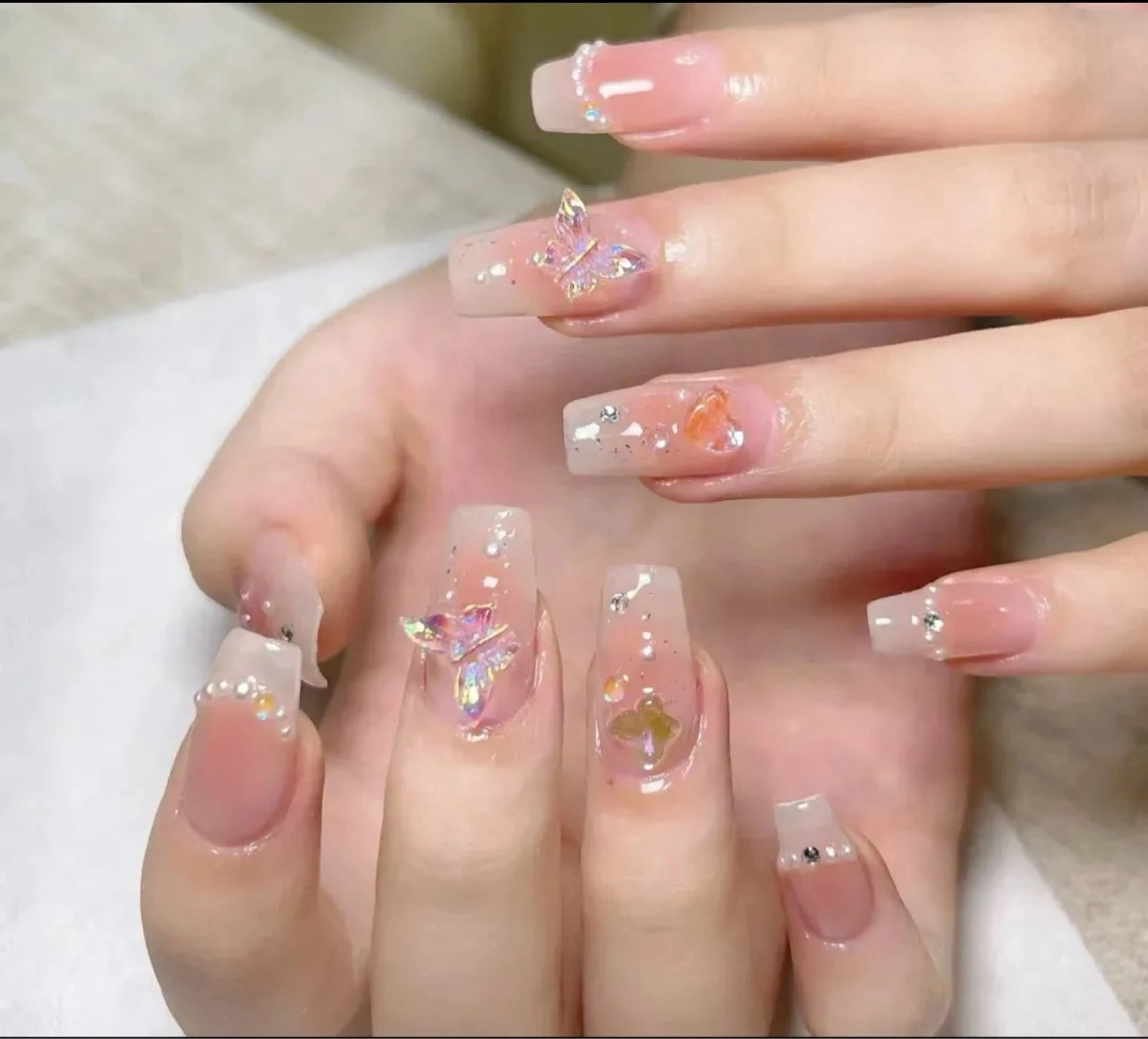 ネイル チークネイル 長さ出し フレンチネイル ガーリー 韓国ネイル sun nail池袋 モデル募集のネイルデザイン