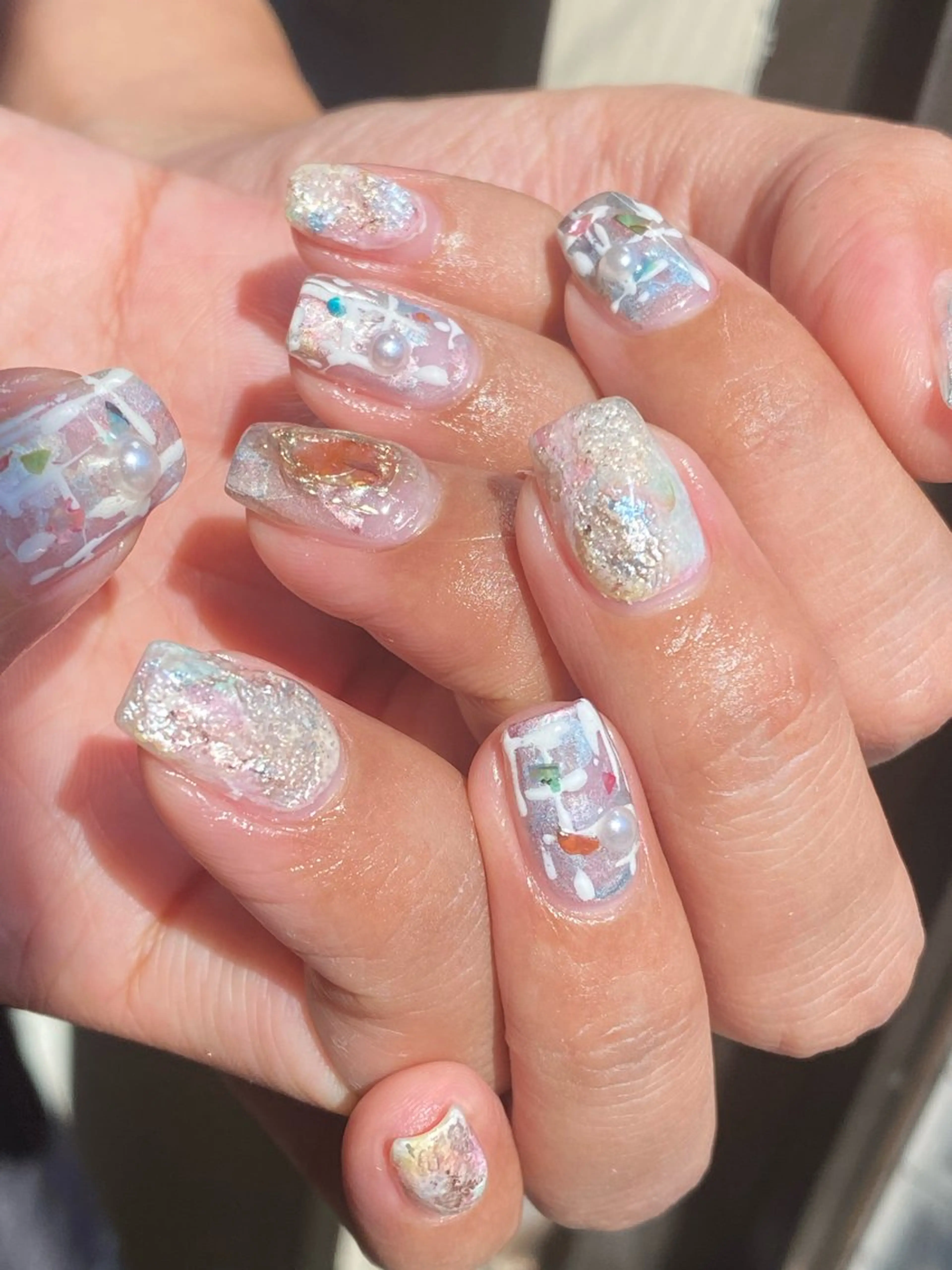 ネイル 成人式 フレンチネイル ジェルネイル ガーリー マグネットネイル ハンドネイル 草加ニュアンスネイル 🌚hersのネイルデザイン