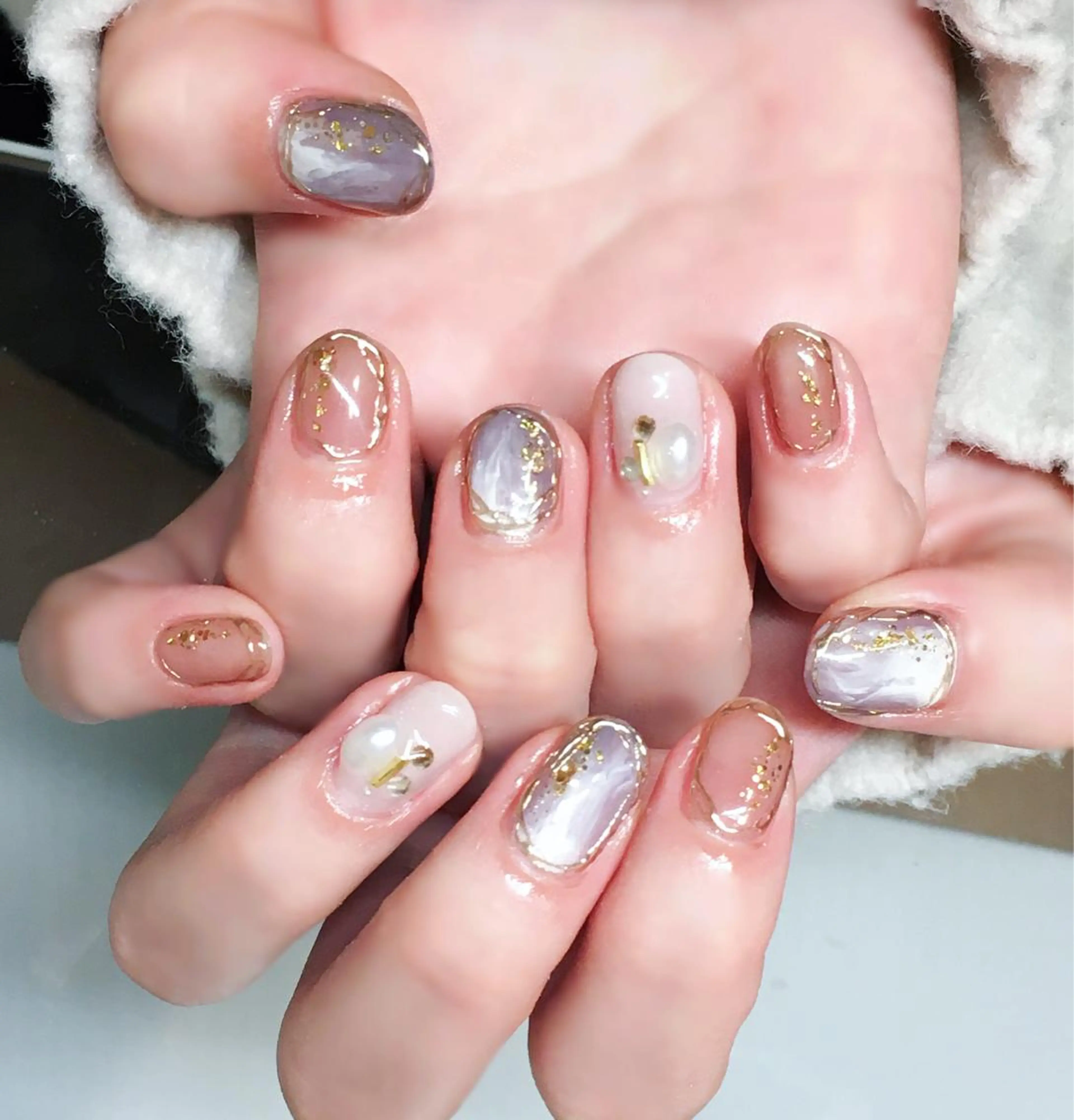 ネイル アートネイル ジェルネイル キラキラネイル ニュアンスネイル ショートネイル Nyanco Nailのネイルデザイン