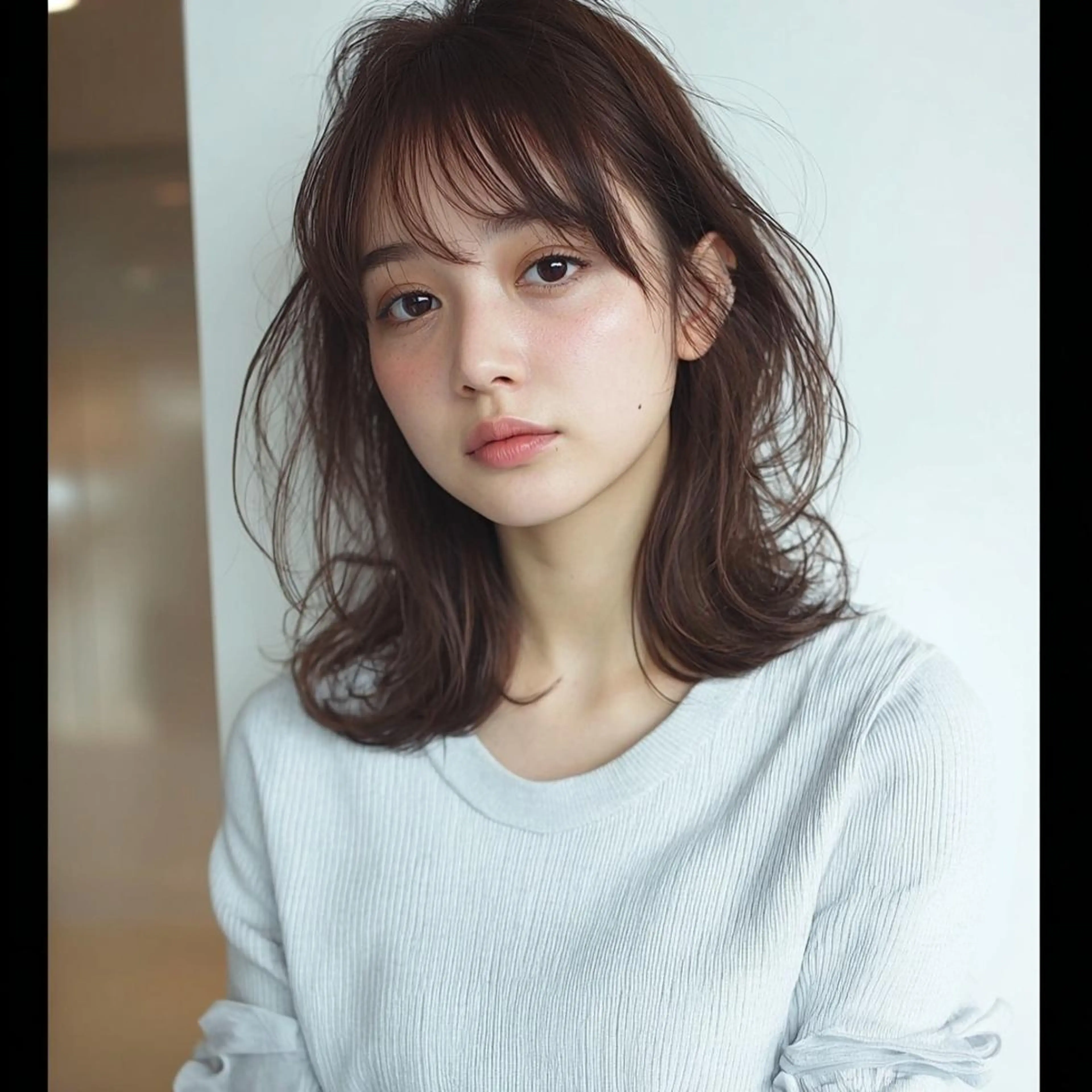 セミロング 韓国レイヤーカット✨ 縮毛矯正　原田 優作のヘアスタイル