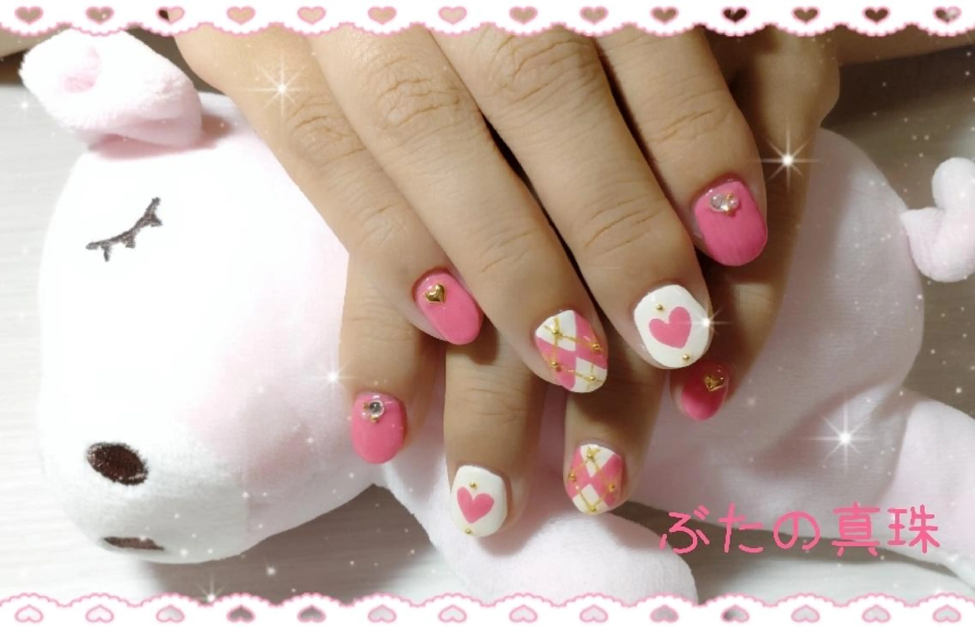 ネイル ハート ピンク ハンドネイル 林 珠里のネイルデザイン