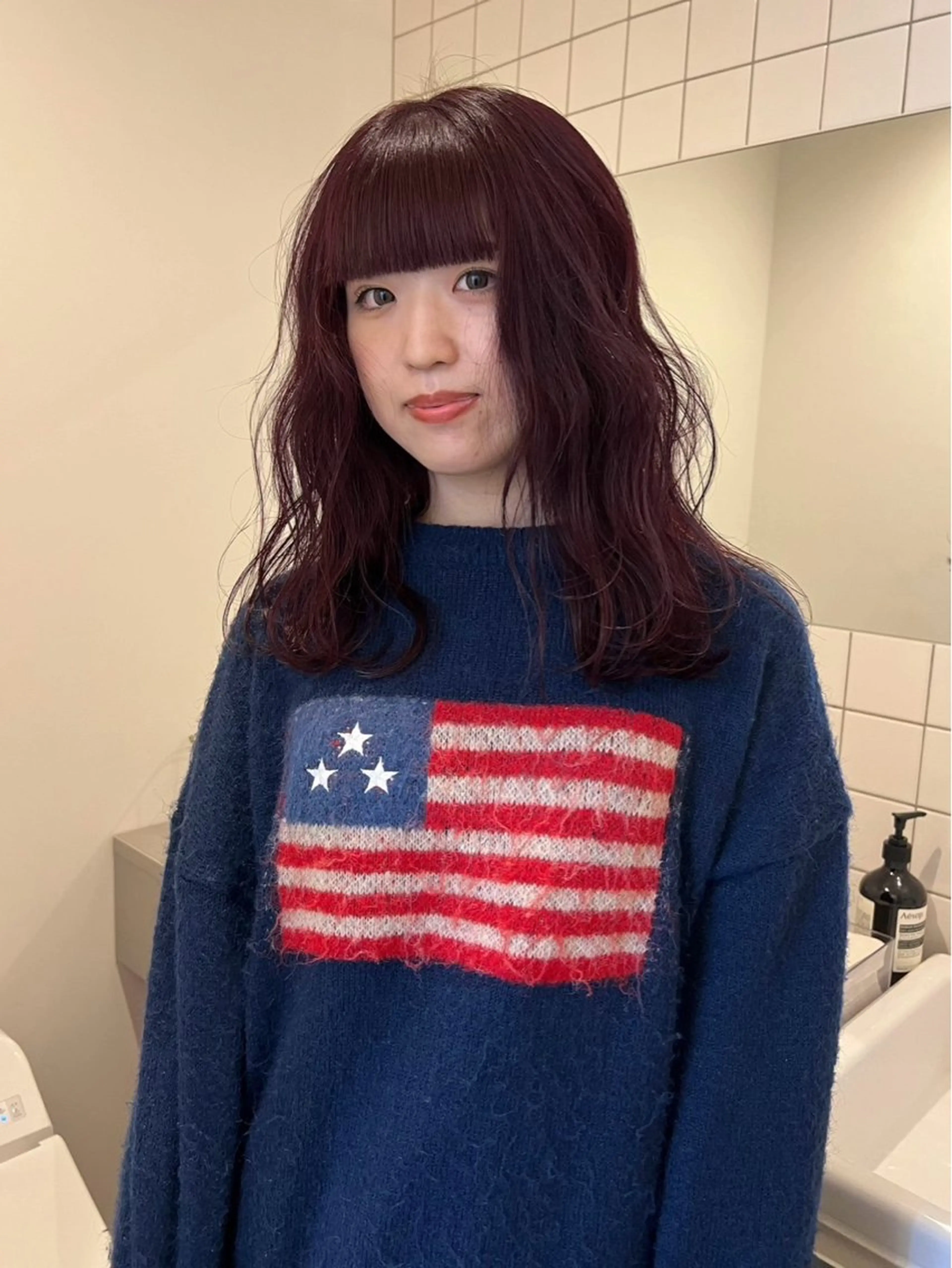 セミロング runa/栄/パーマ /ブリーチモデルのヘアスタイル