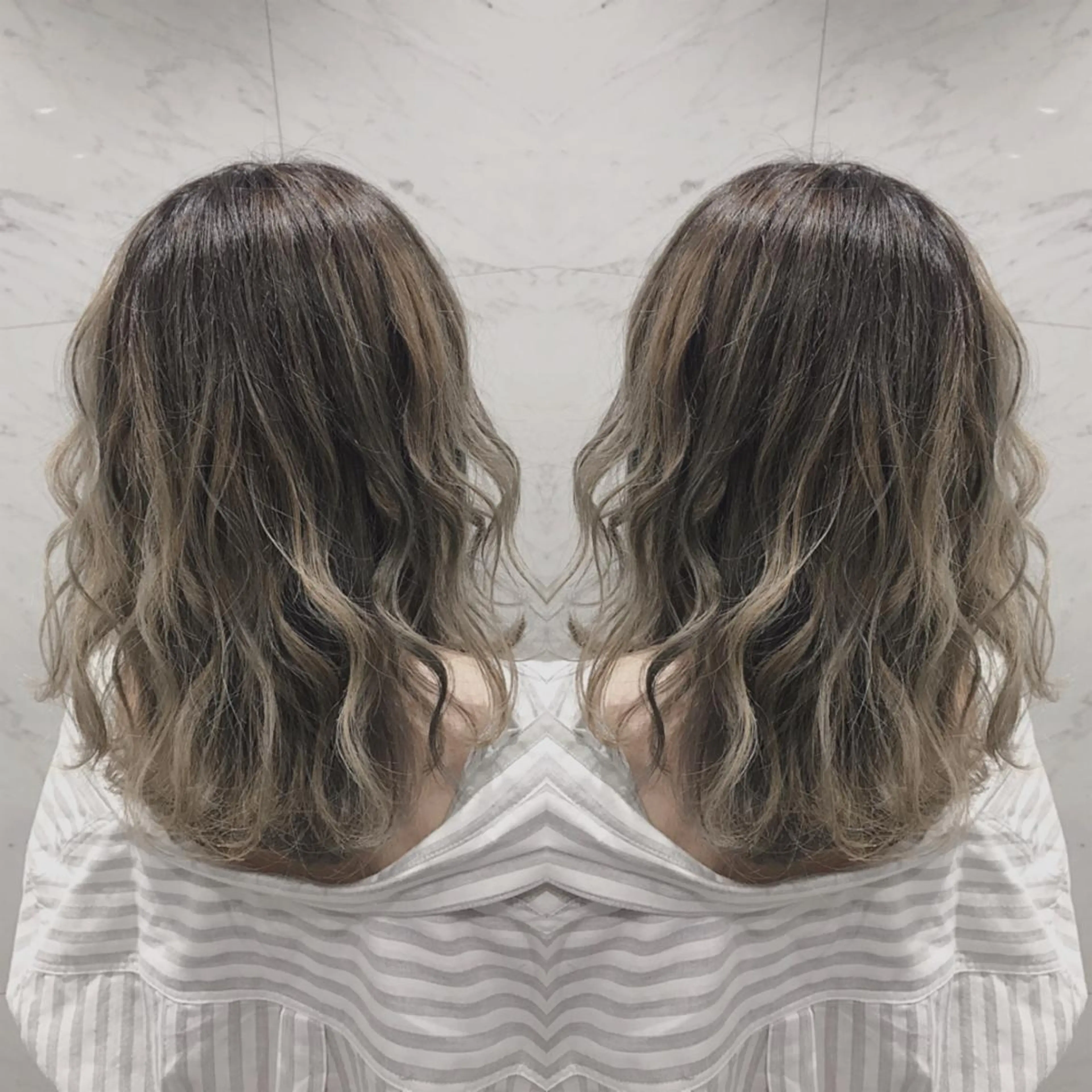 セミロング ヘアカラー 重政 和樹のヘアスタイル