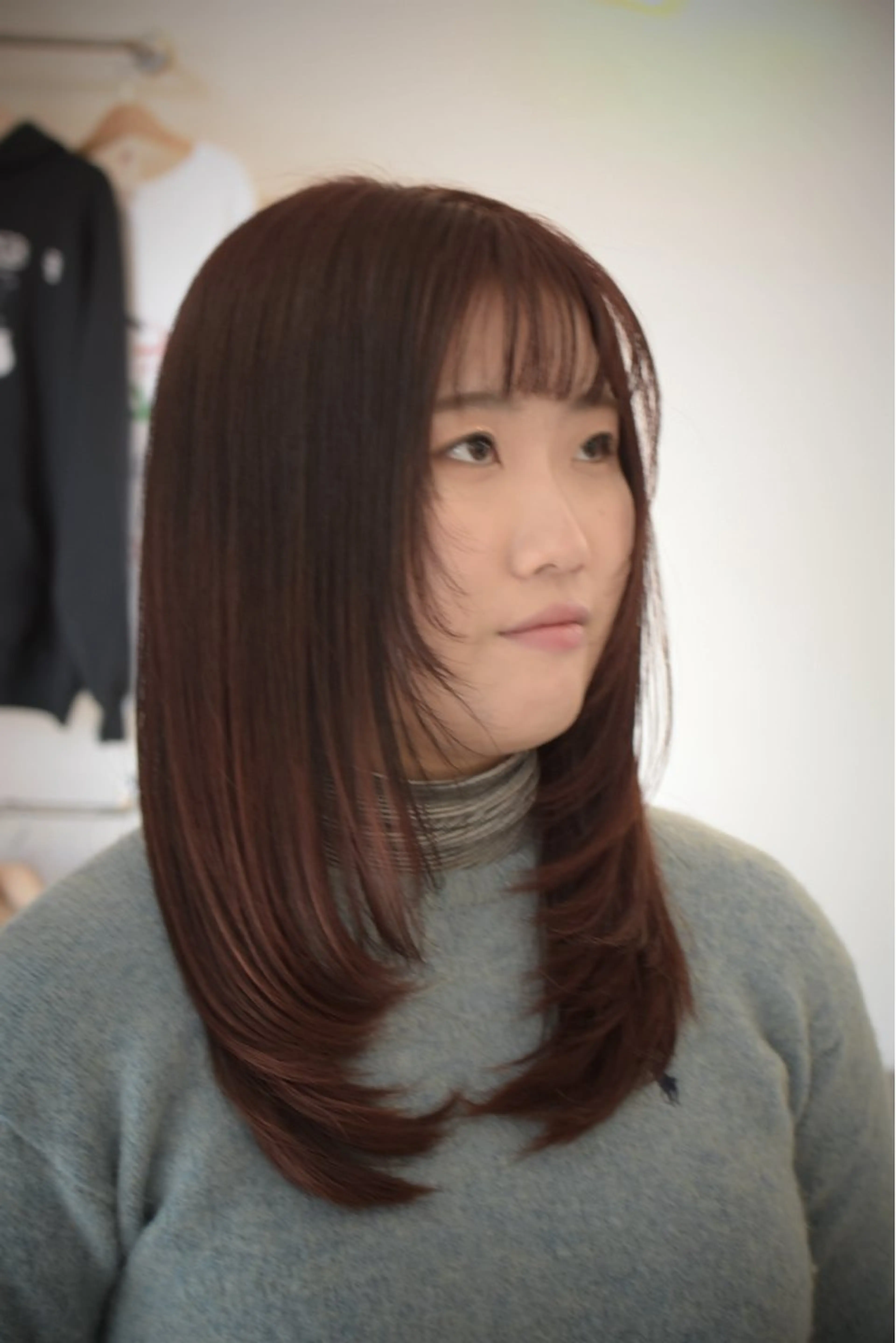 ロング カラー ヘアアレンジ ブラウンカラー レッドカラー レッドブラウン レイヤーカット 岩村 夏姫のヘアスタイル