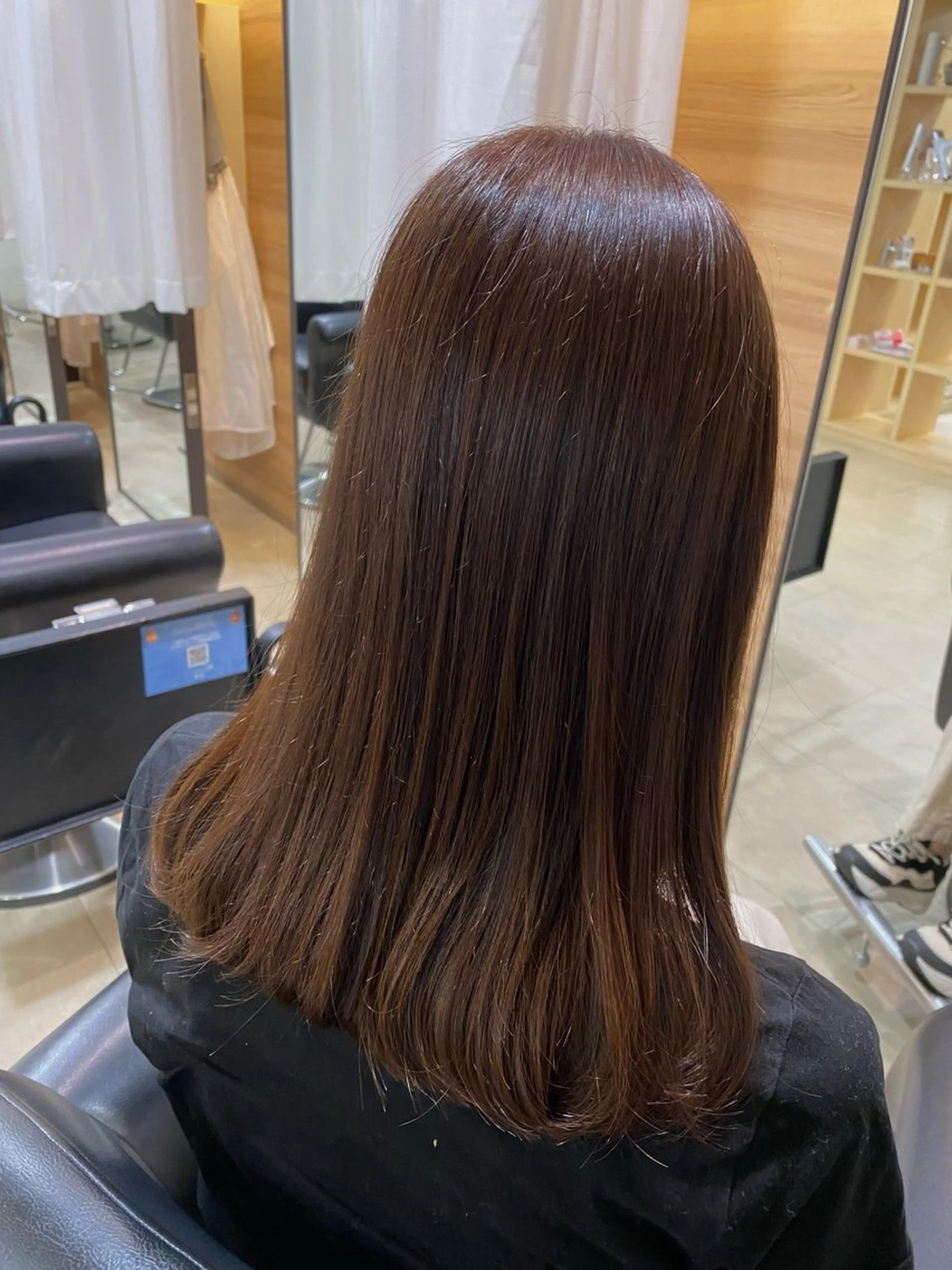 ロング カラー ブリーチ ブラウンカラー ブリーチなしカラー オレンジ オレンジブラウン 松本 絢乃のヘアスタイル