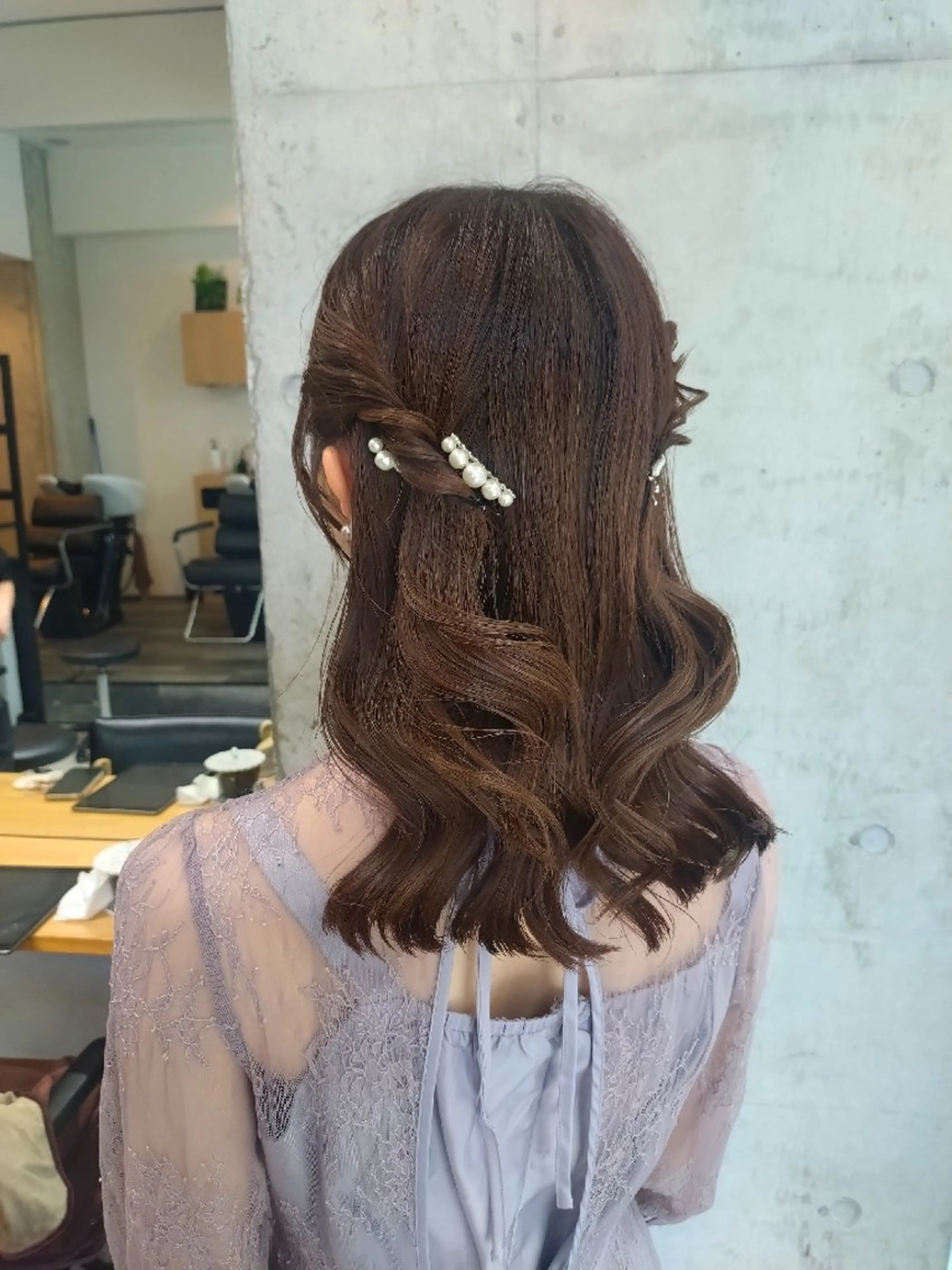 ミディアム ヘアアレンジ ヘアセット ヘアアレンジ/柔らか 艶カラー/AKARIのヘアスタイル