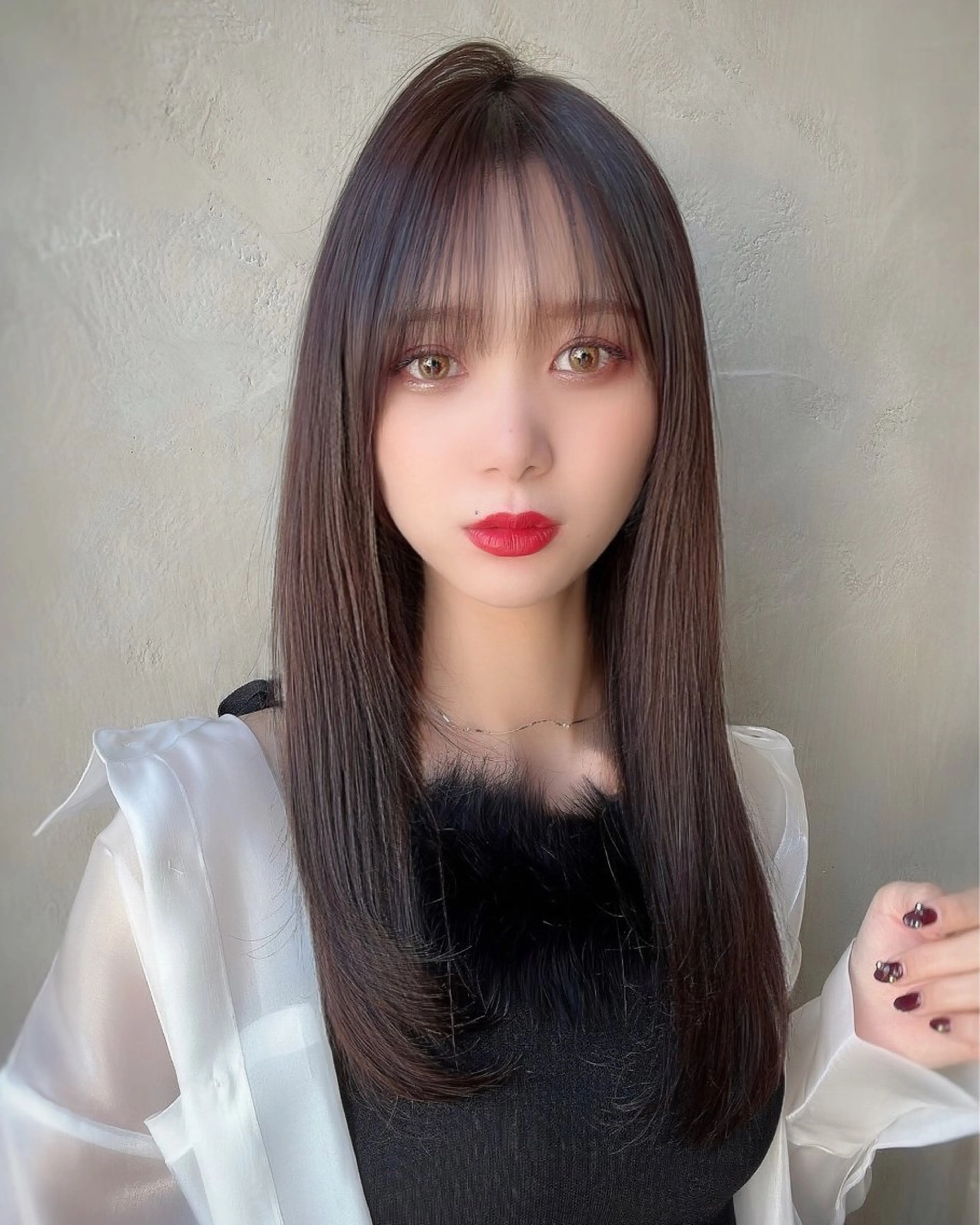 ロング カット トリートメント 新宿✨顔周りカット 韓国ヘア/坂本亜裟海のヘアスタイル