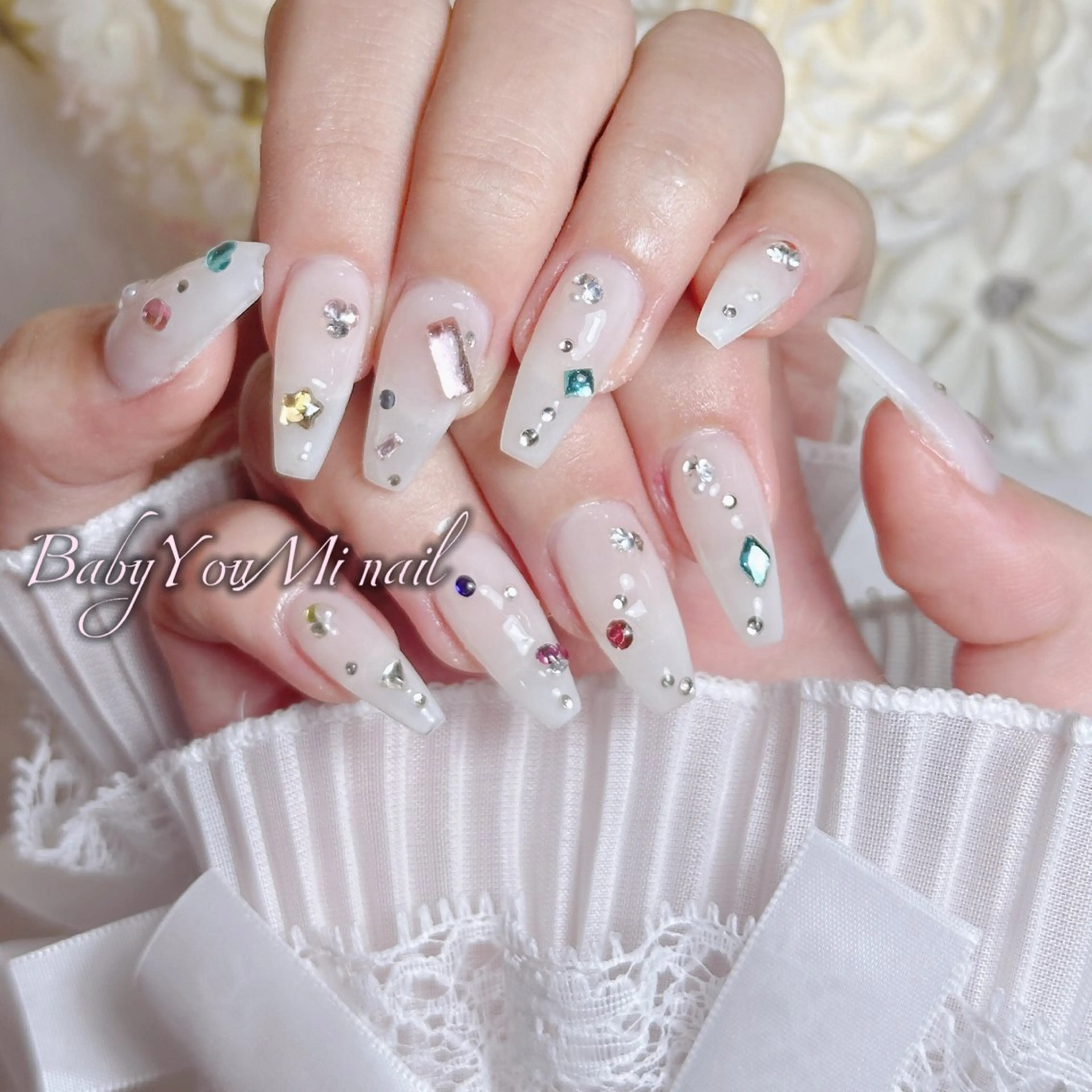 ネイル オーロラネイル チークネイル 成人式 フットネイル フレンチネイル ハンドネイル BabyYouMi nailのネイルデザイン