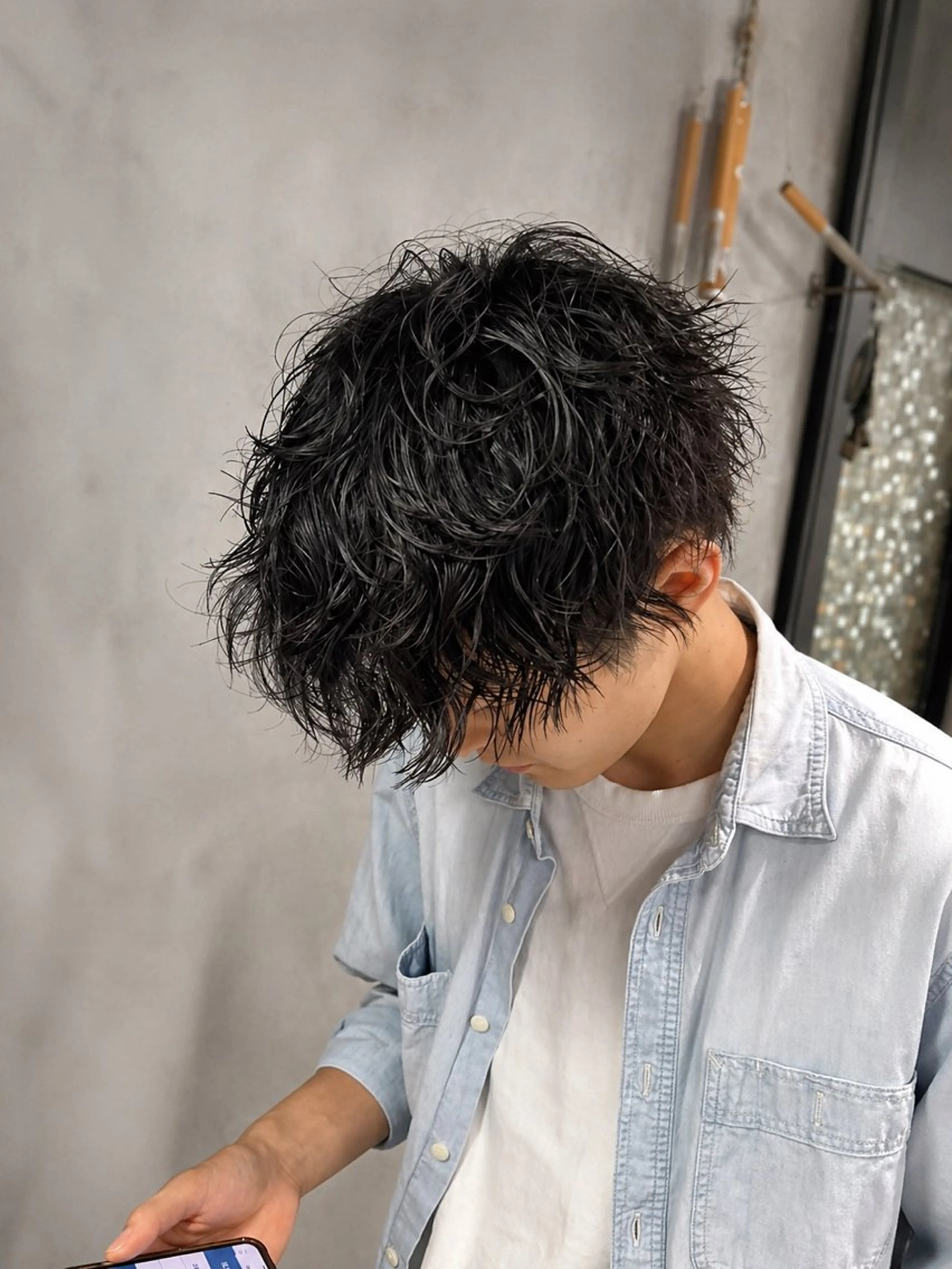 ショート パーマ メンズ メンズパーマ カット パーマ 黒川 燿のヘアスタイル