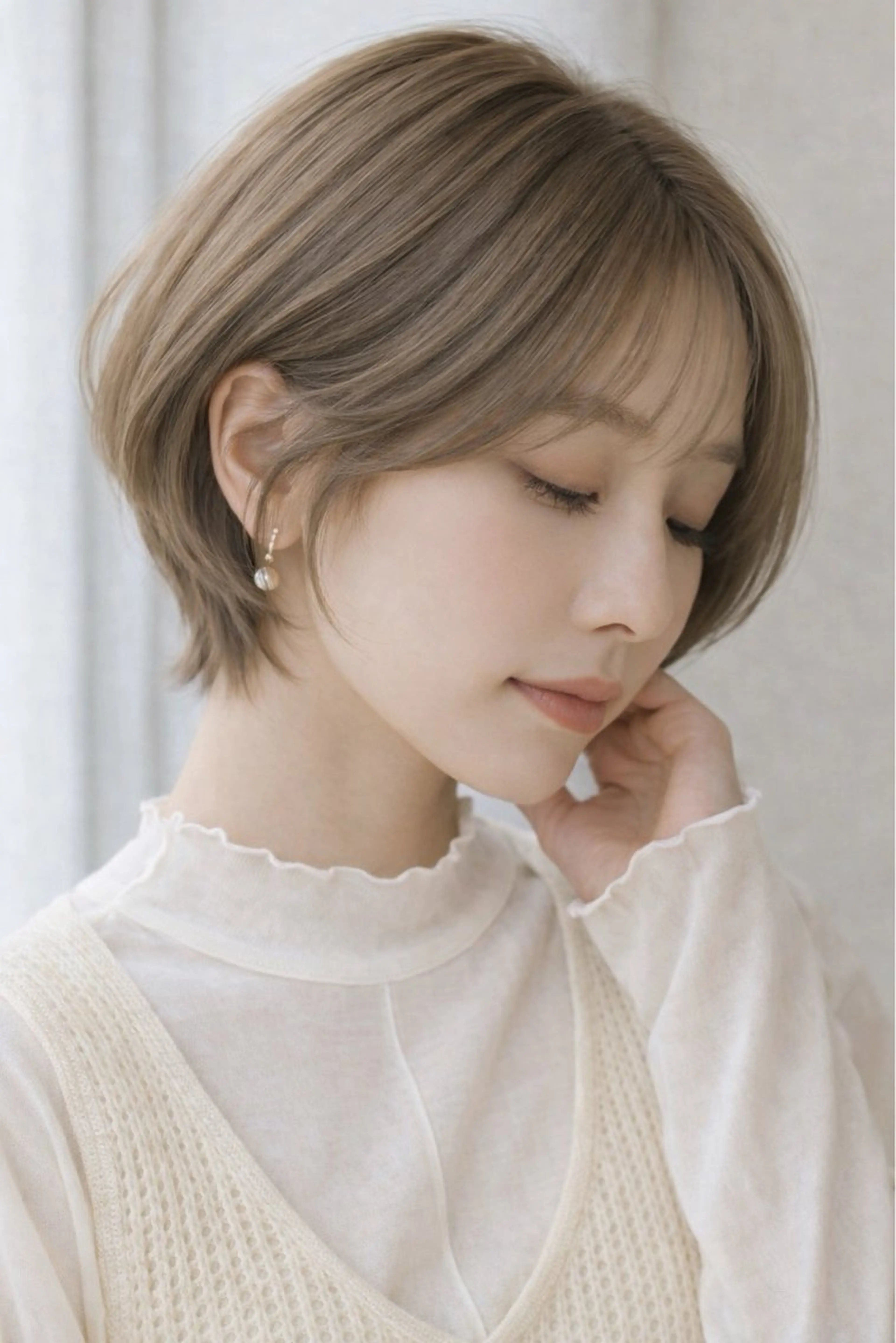 ショート カラー ベージュカラー ブリーチ 透明感カラー 似合わせカット カット ヘアカラー トリートメント 田村和範/似合わせ カラー/髪質改善のヘアスタイル