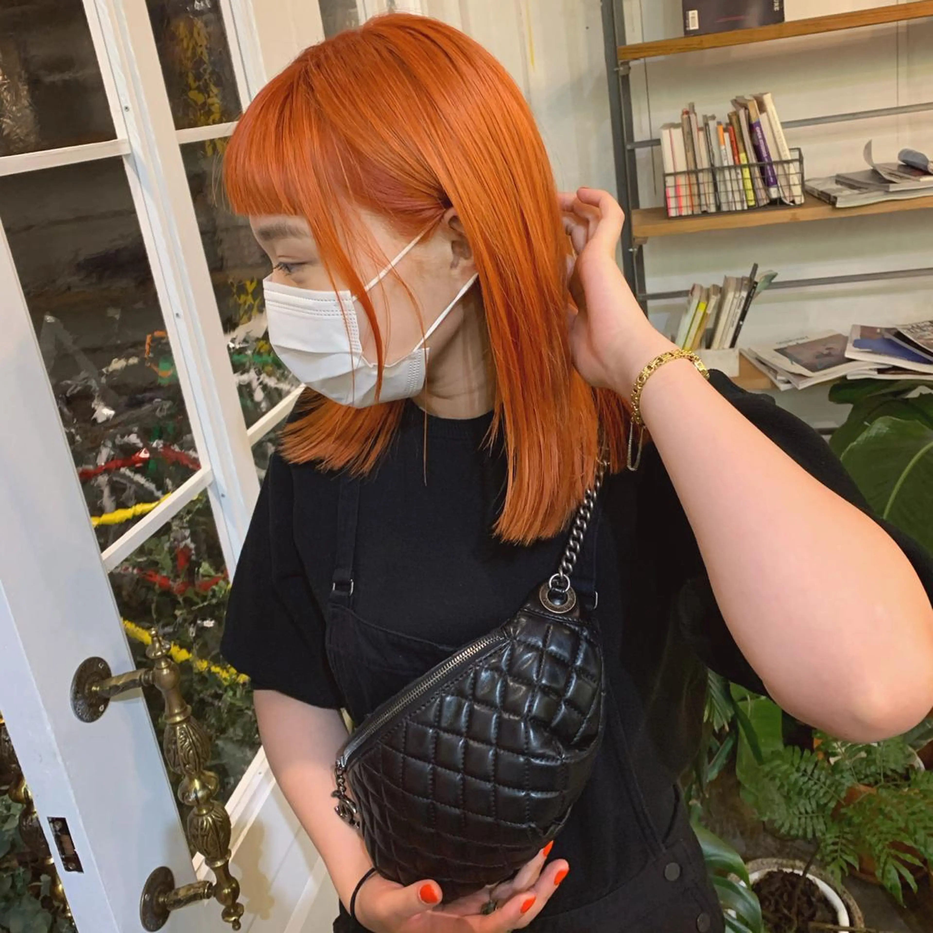 ミディアム カラー オレンジ ハッシュカット カシマハヤトのヘアスタイル