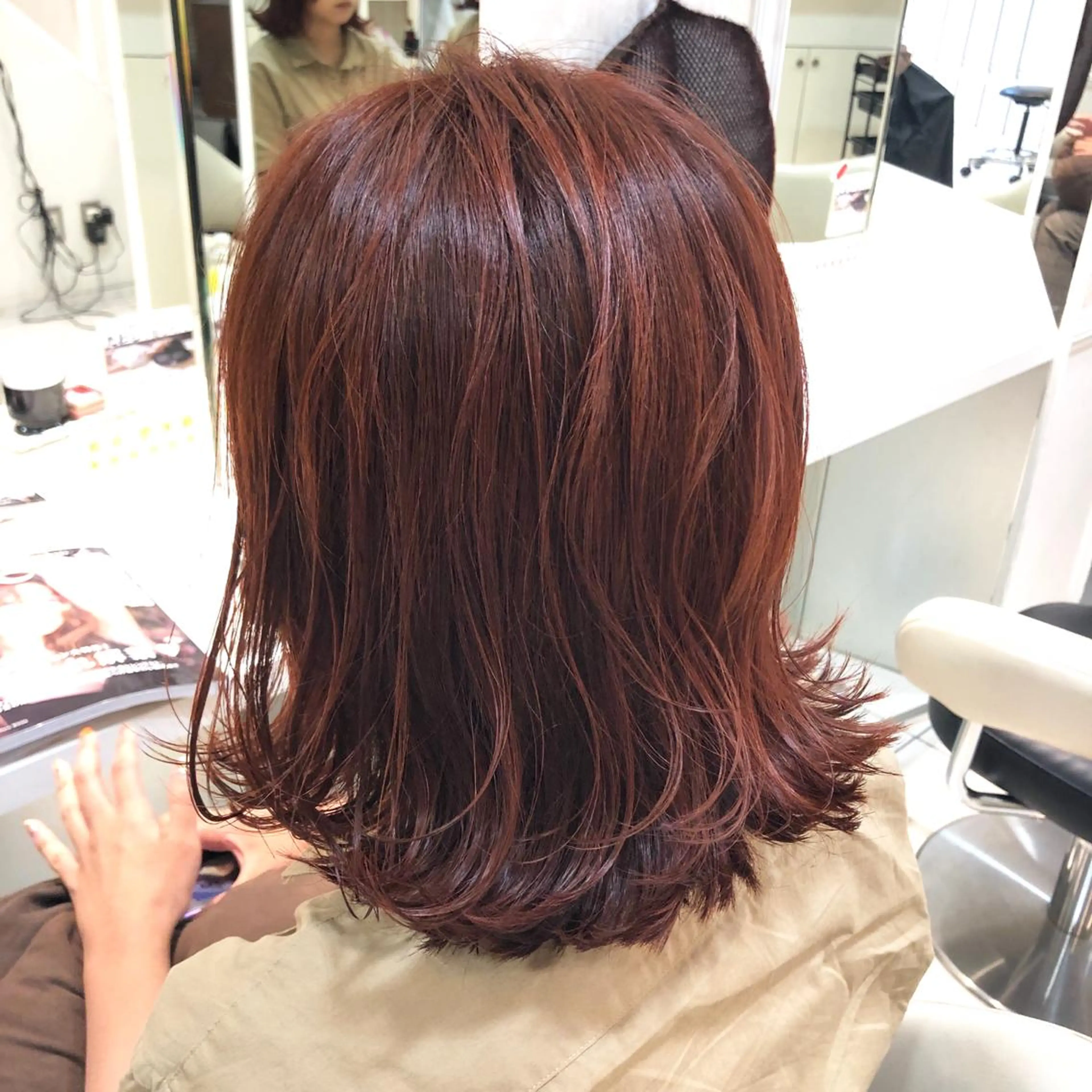 ミディアム カラー ブリーチ ブリーチなしカラー オレンジ ヘアカラー トリートメント 🌈ぷる艶カラー🌈 髪質改善👑柳沼尚貴のヘアスタイル