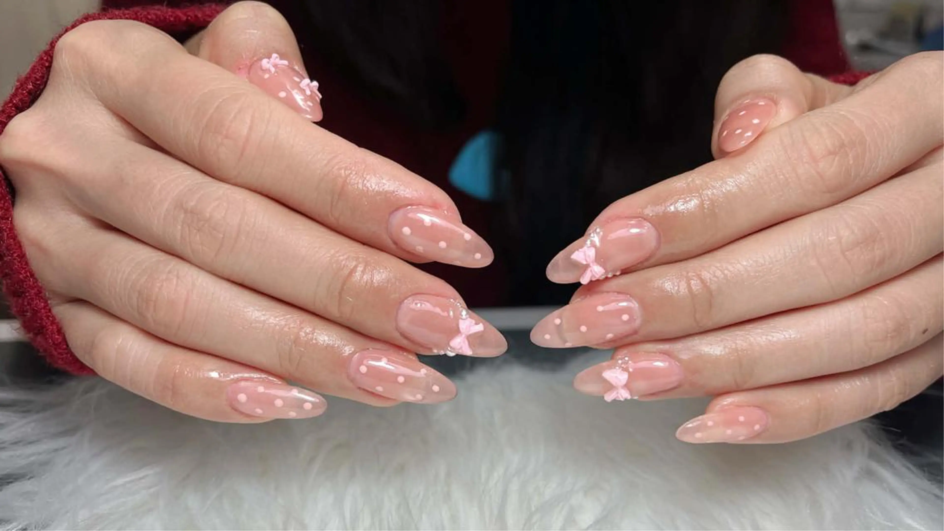 ネイル リボン ハンドネイル Rosaline 💕💕のネイルデザイン