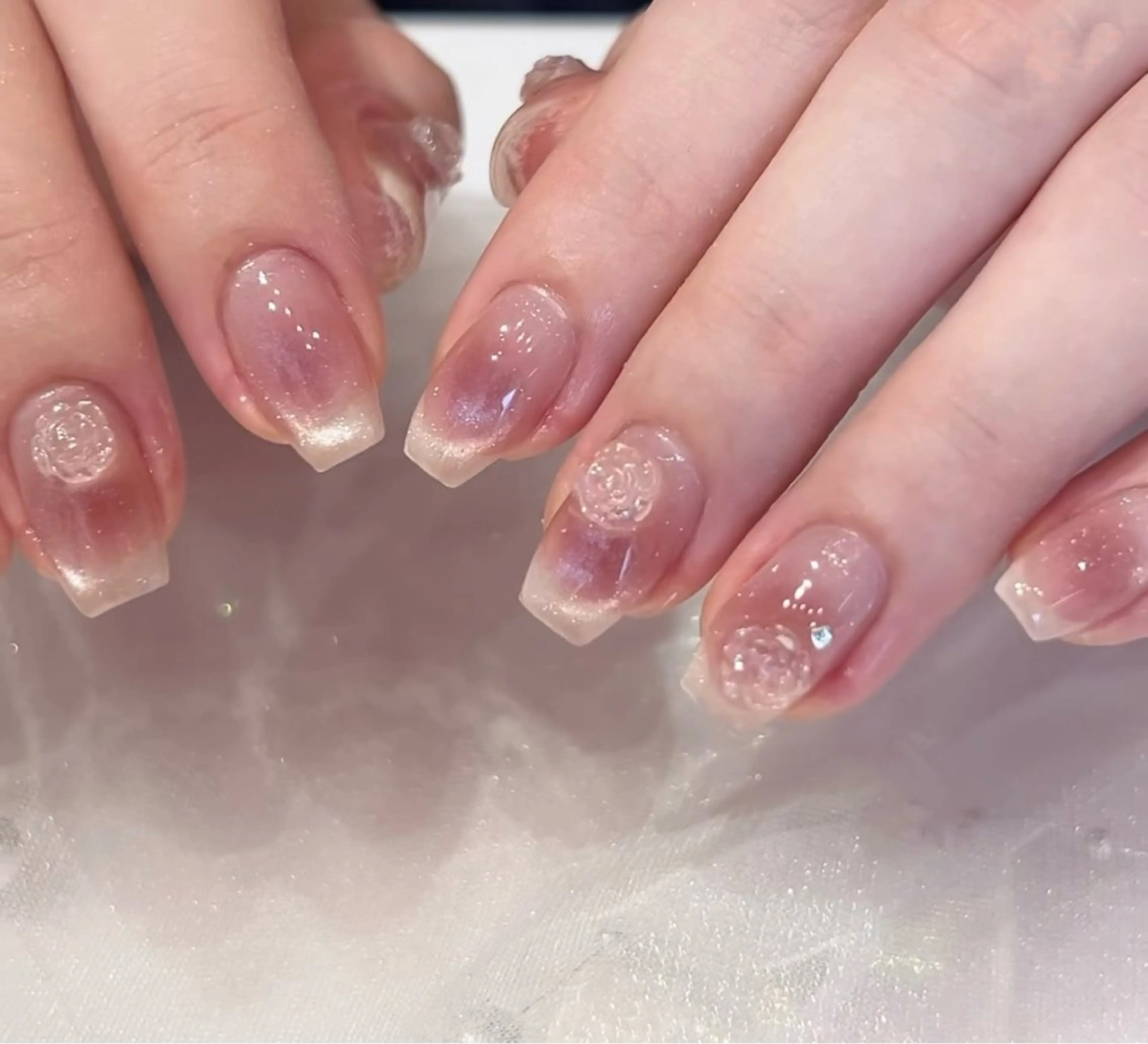 ネイル アートネイル オーロラネイル チークネイル 長さ出し フットネイル ハンドネイル Blossom nail_研修のネイルデザイン
