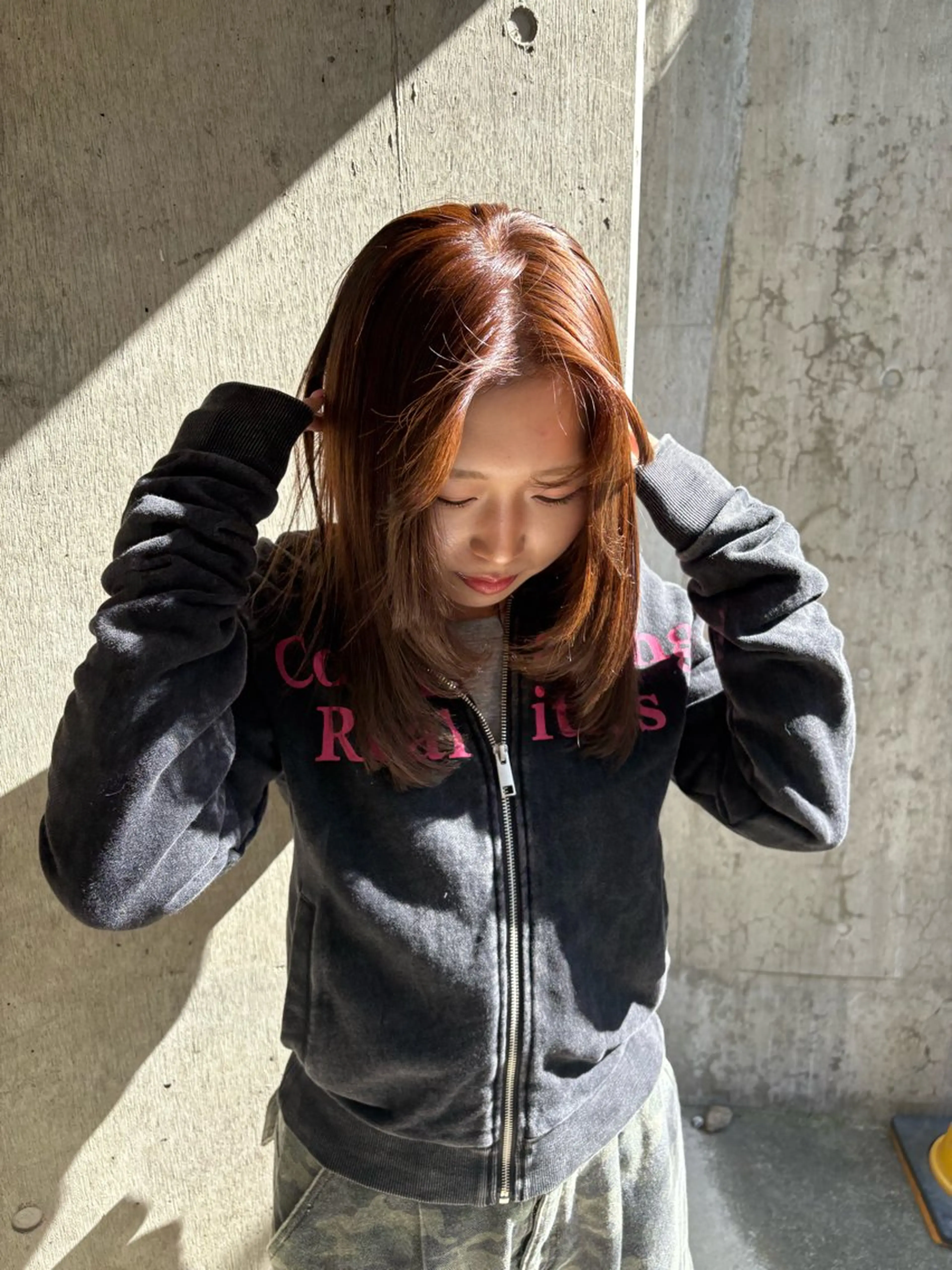 ミディアム カラー ブラウンカラー オレンジ オレンジブラウン ヘアカラー ナチュラル ｜ suzukaのヘアスタイル