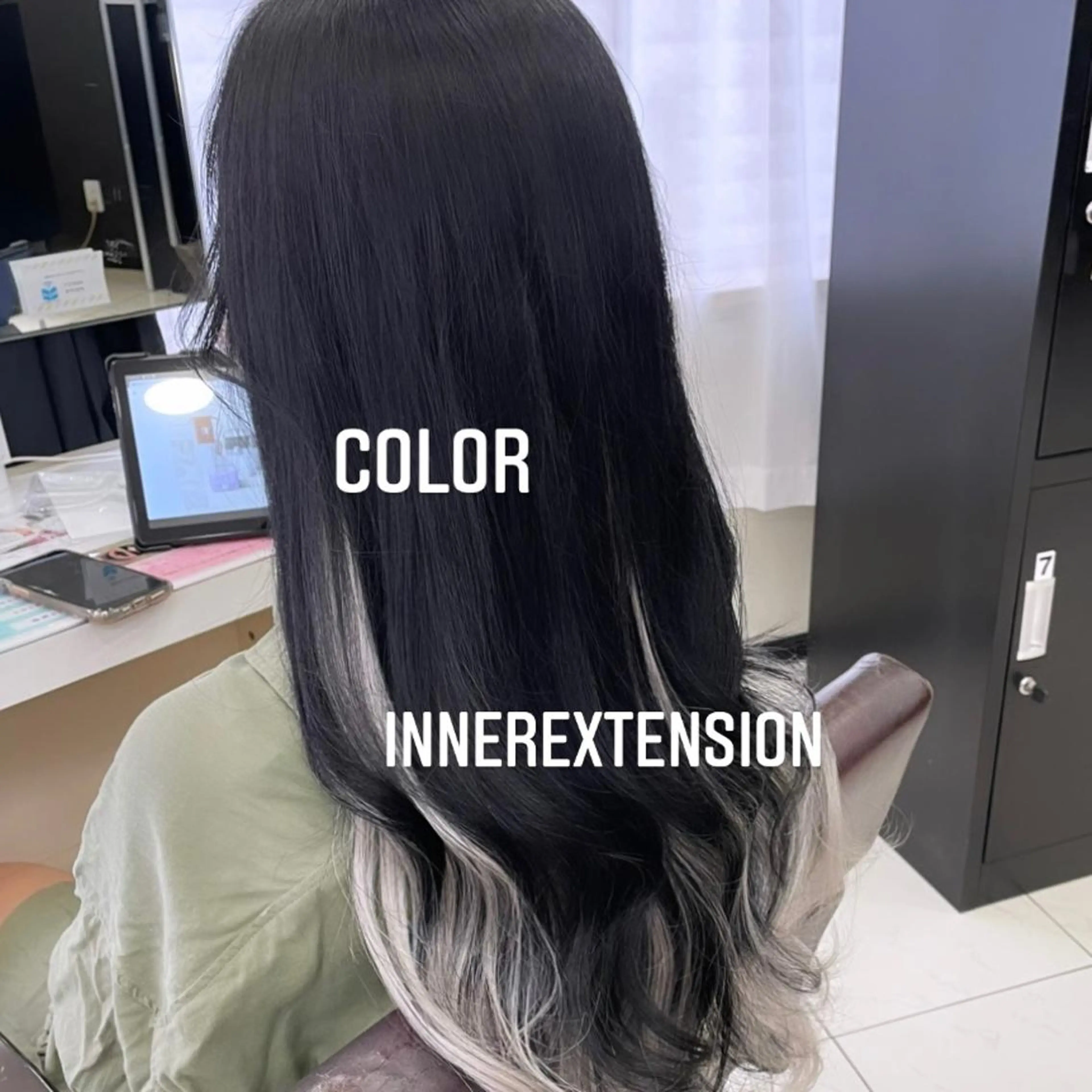 ロング カラー エクステ エクステ🩵ブリーチ 韓国ヘア🩵KAEのヘアスタイル