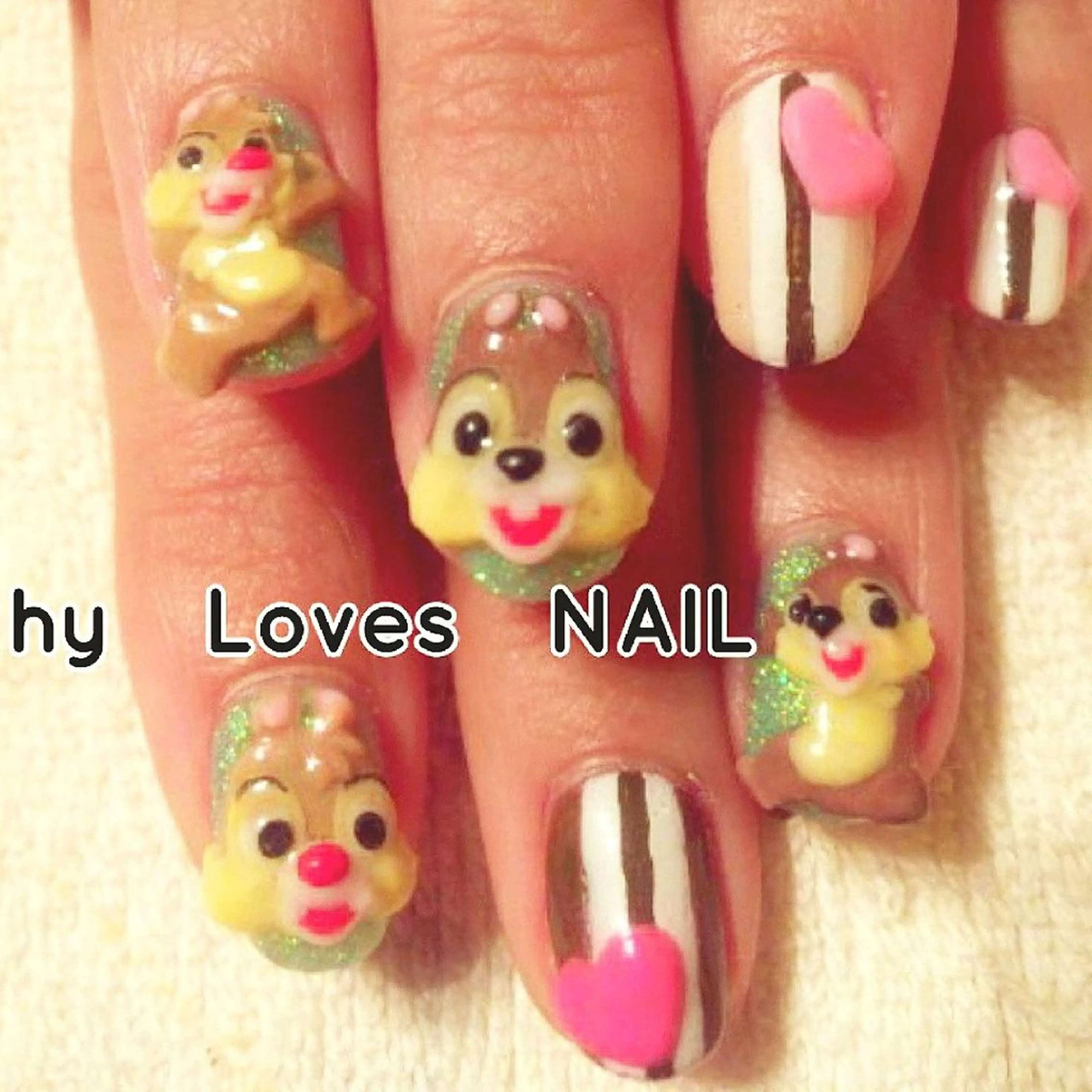 ネイル ジェルネイル ハート ショートネイル ネイルチップ ハンドネイル よしだ ひろきのネイルデザイン