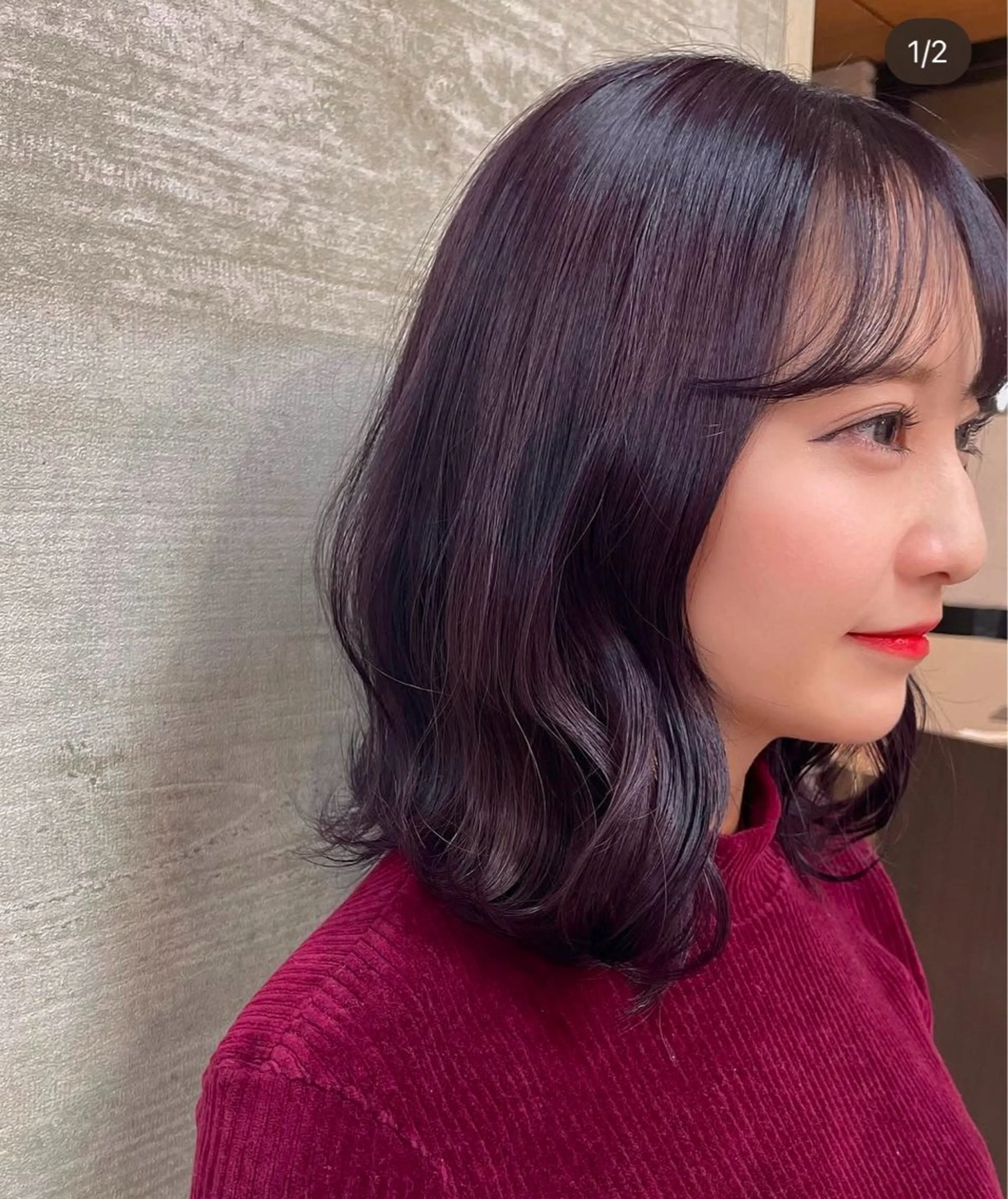 ミディアム カラー パープルカラー Shiho 🦋 ／透明感カラーのヘアスタイル