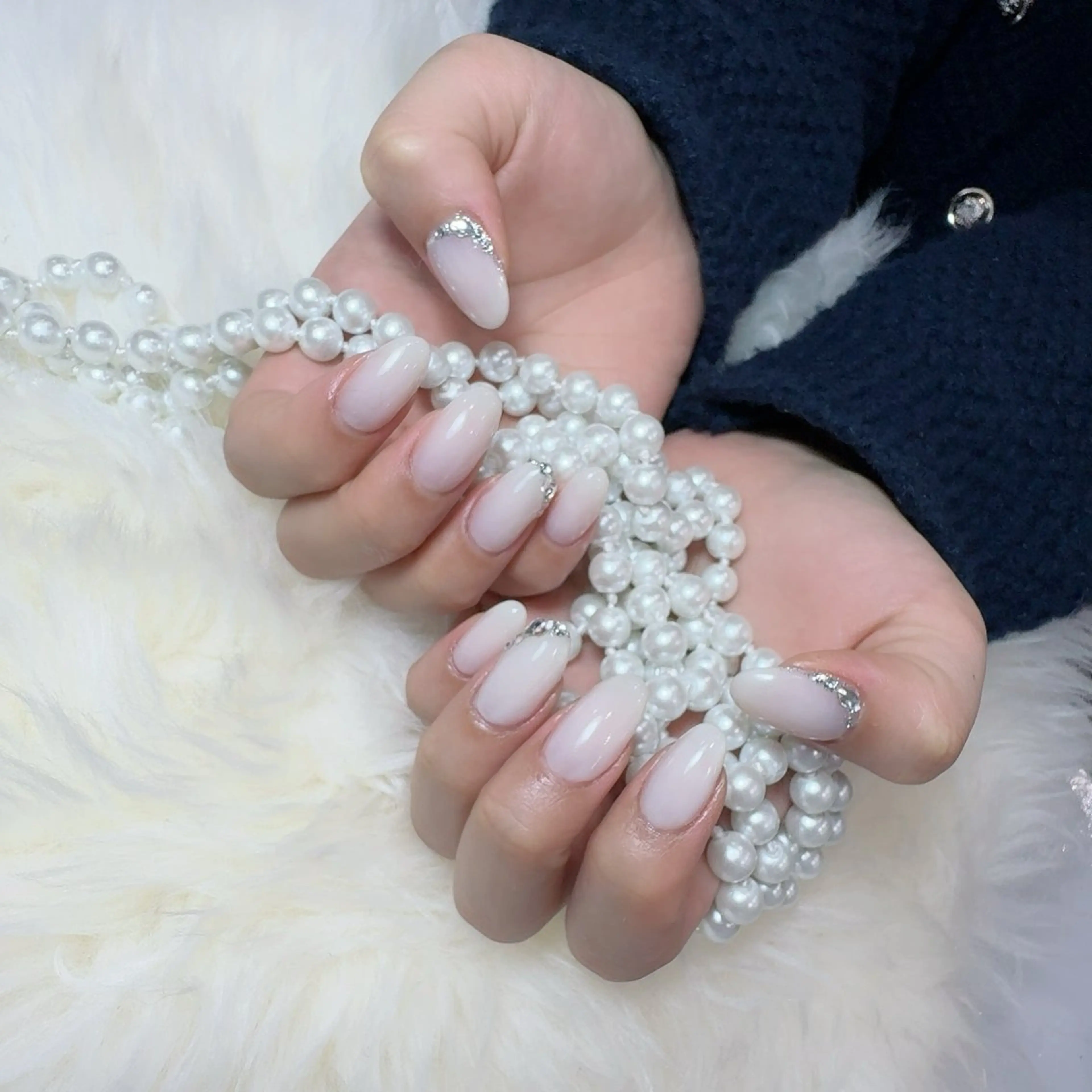 ネイル アートネイル フラッシュネイル フレンチネイル ジェルネイル ガラスフレンチ You&Me Yukiのネイルデザイン