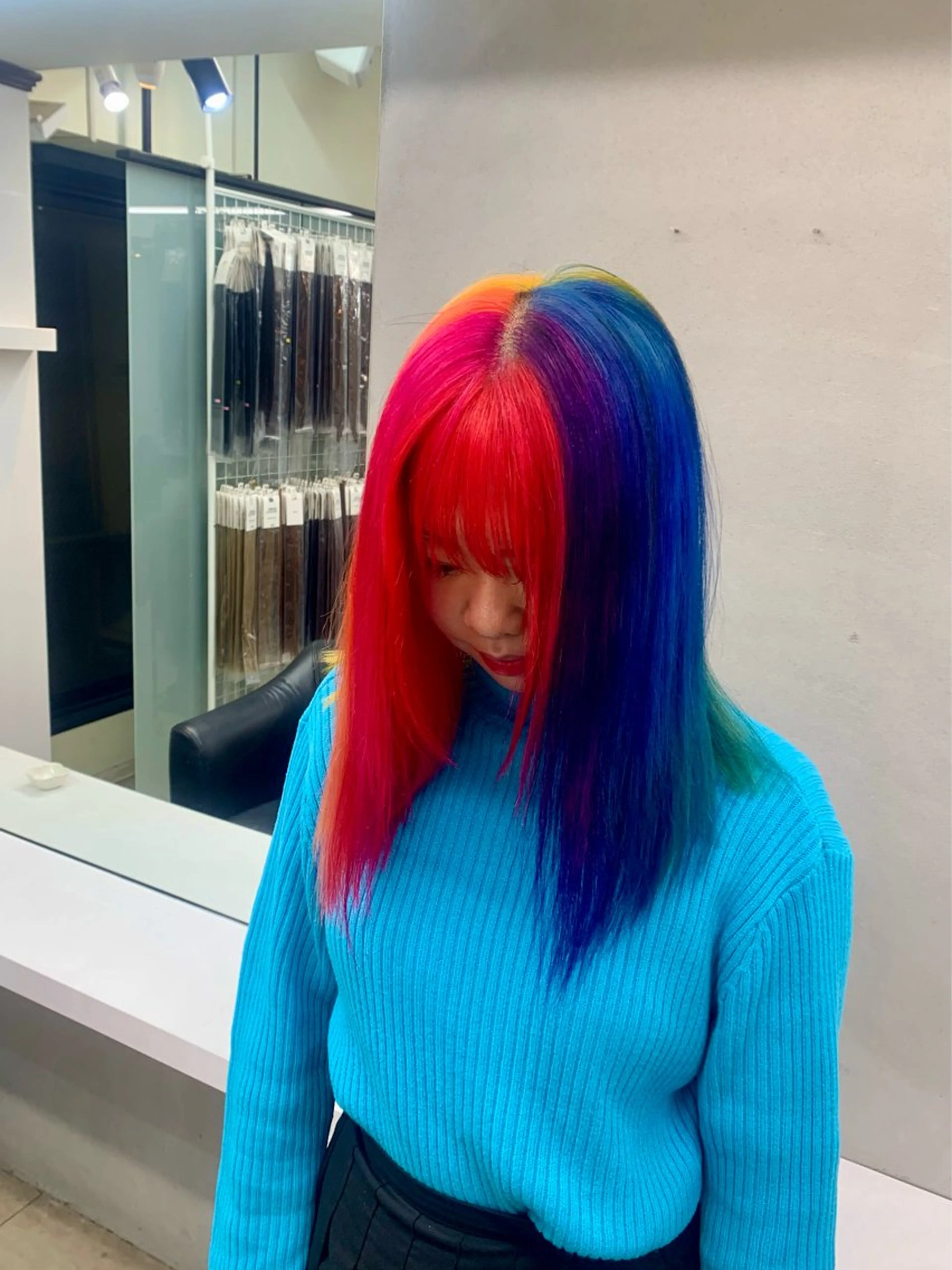 ミディアム カラー ヘアアレンジ カット ヘアカラー トリートメント 個性爆弾💣 ダブルカラー/ゆかのヘアスタイル