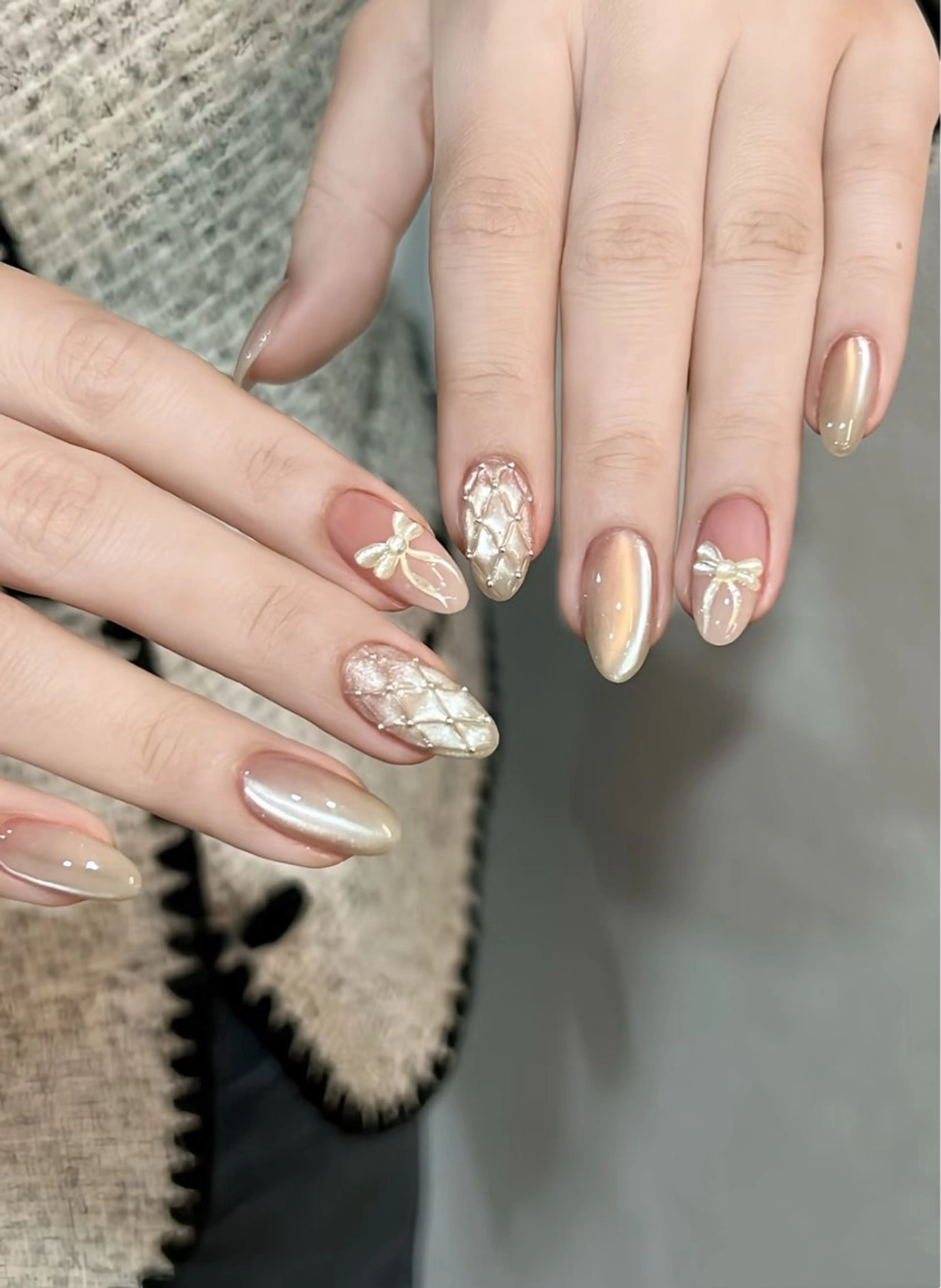 ネイル フラワーネイル フレンチネイル ジェルネイル ガラスフレンチ ハート ハンドネイル ハンドケア BabyYouMi nailのネイルデザイン