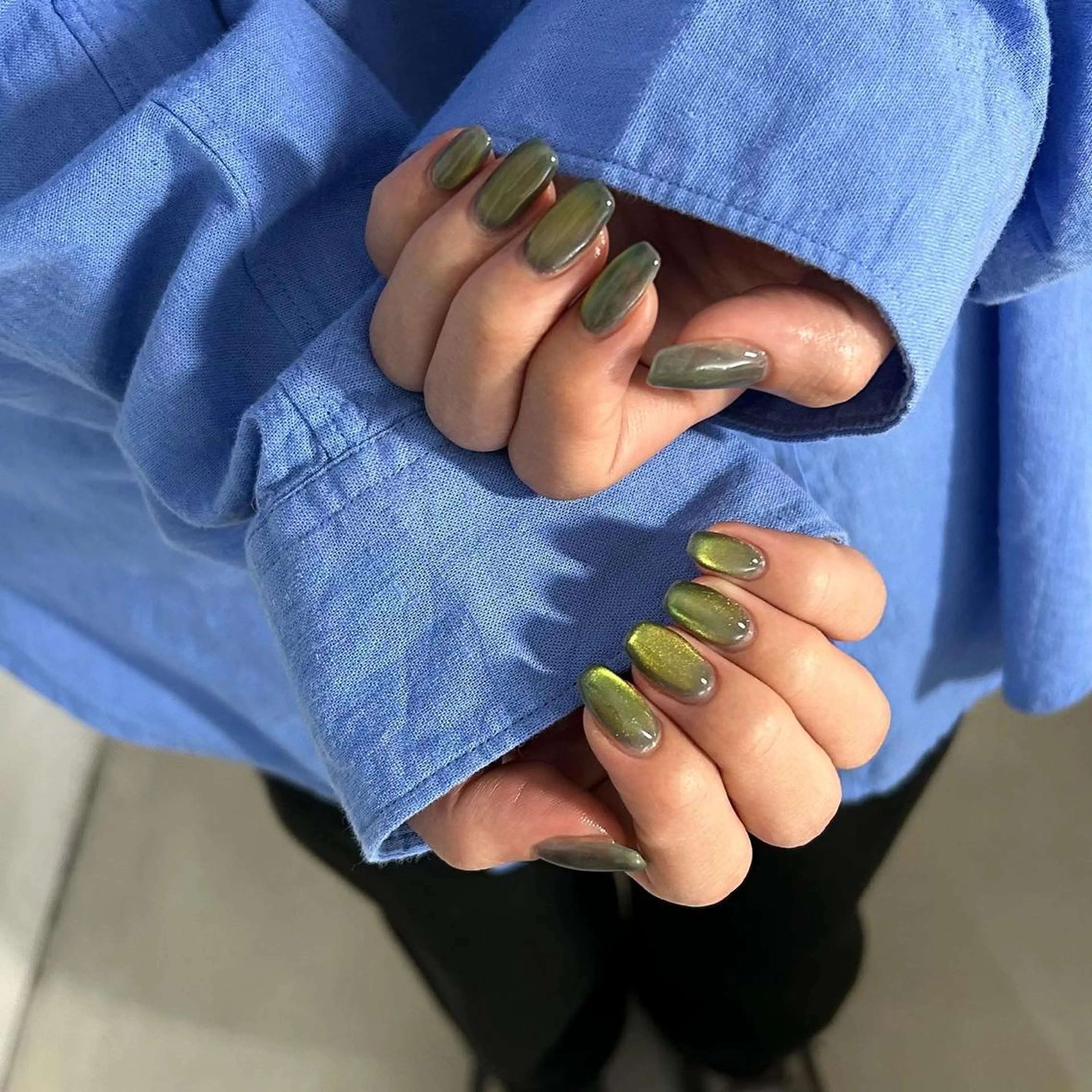 ネイル ブルー マグネットネイル ワンカラーネイル meilll nailのネイルデザイン