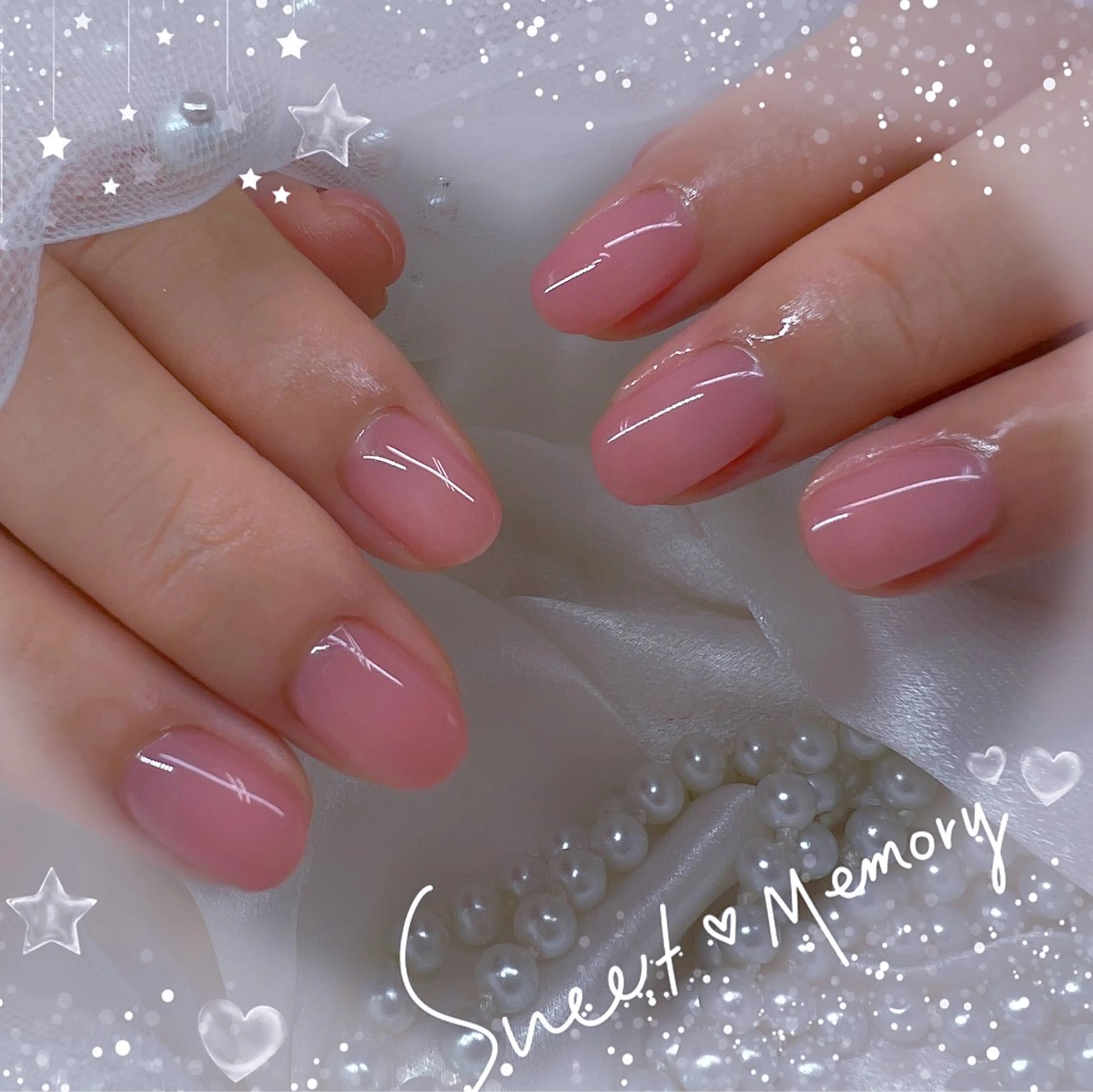 ネイル チークネイル フレンチネイル ガーリー ガラスフレンチ グラデーション ハンドネイル ハンドケア Chill Nailsalonのネイルデザイン