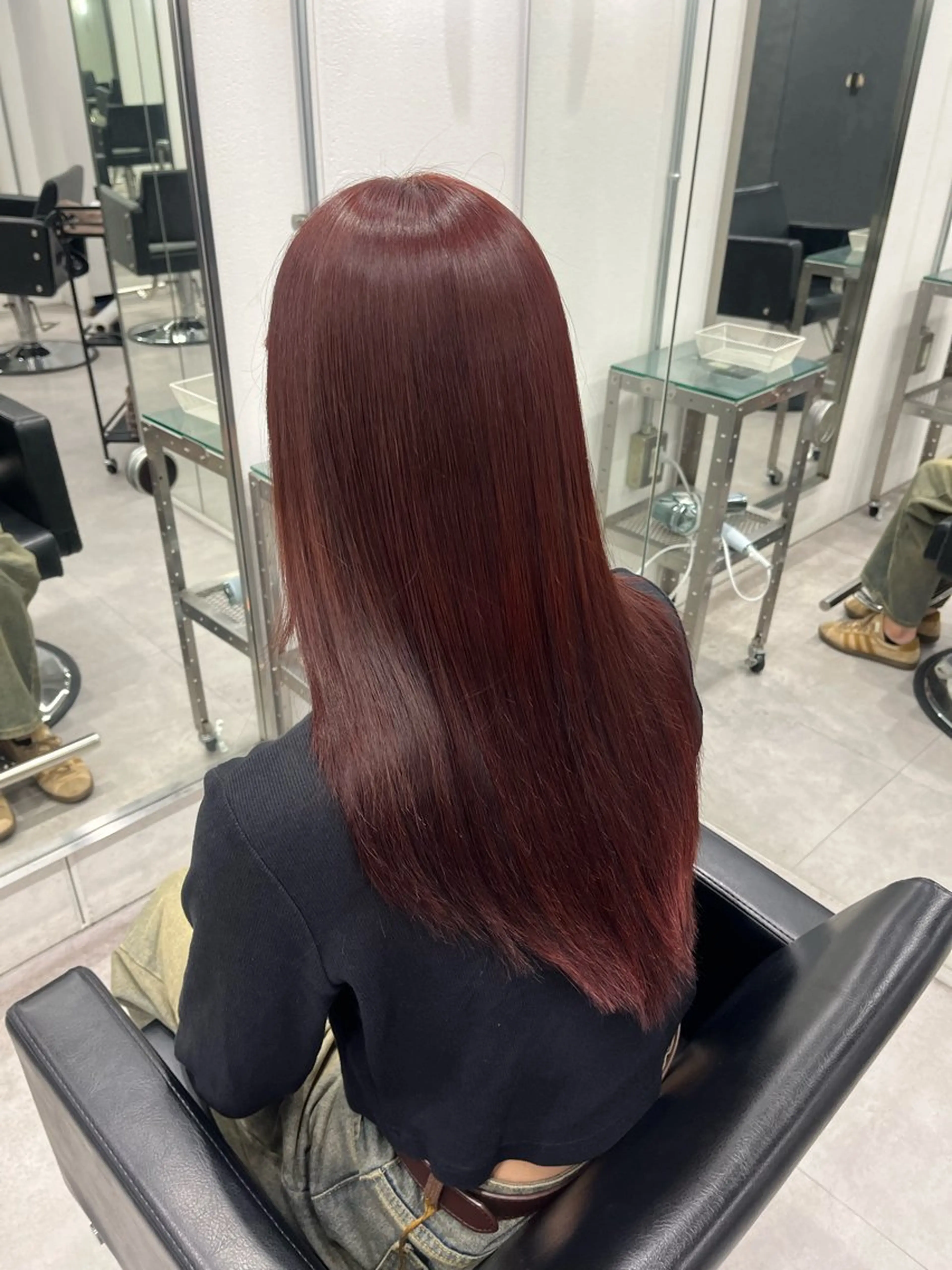 カラー ブリーチ ブリーチなしカラー レッドカラー やまもと ここのヘアスタイル