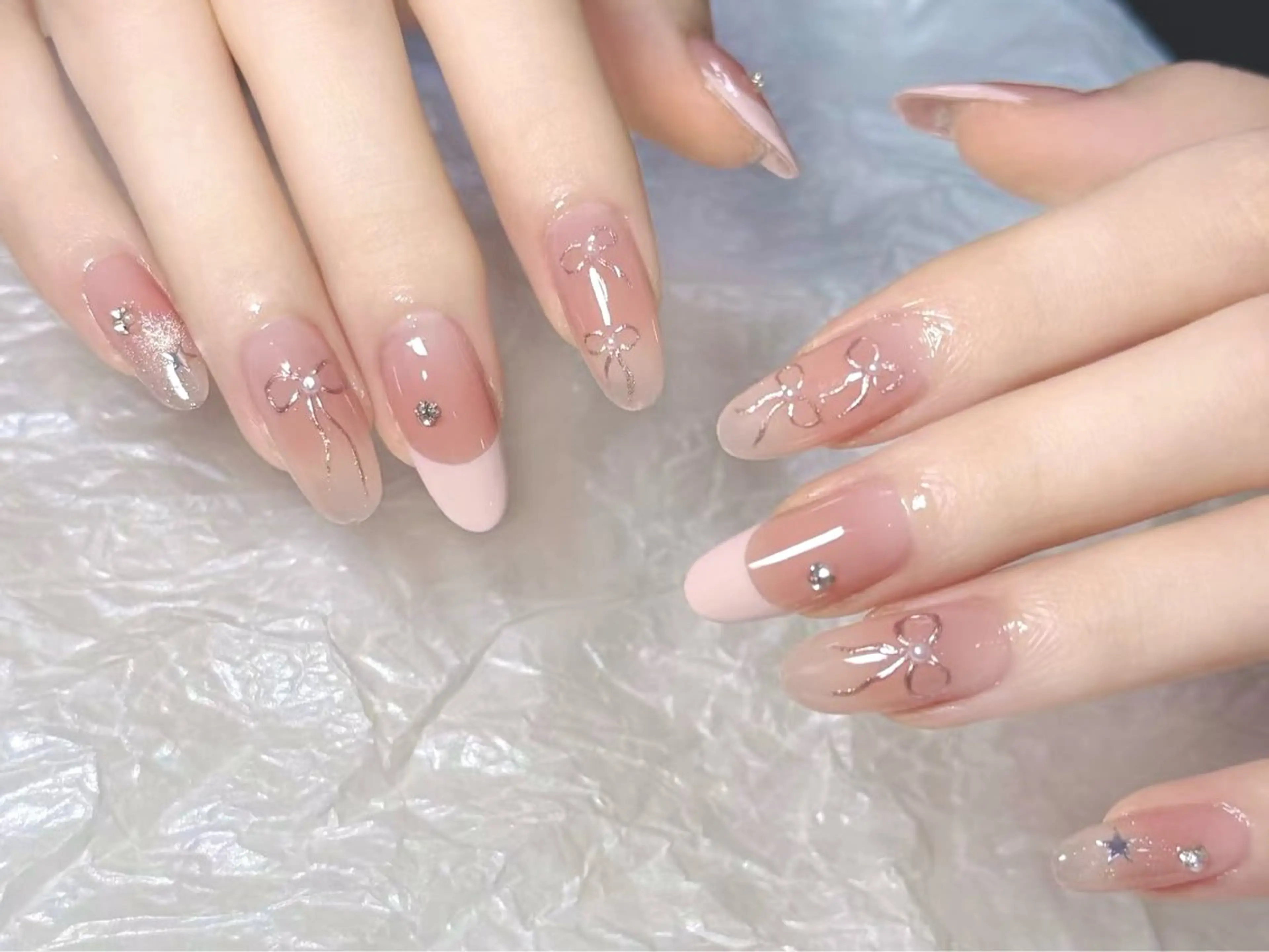 ネイル アートネイル チークネイル フレンチネイル ガーリー ピンク ハンドネイル ハンドケア DarkHoney 池袋店のネイルデザイン