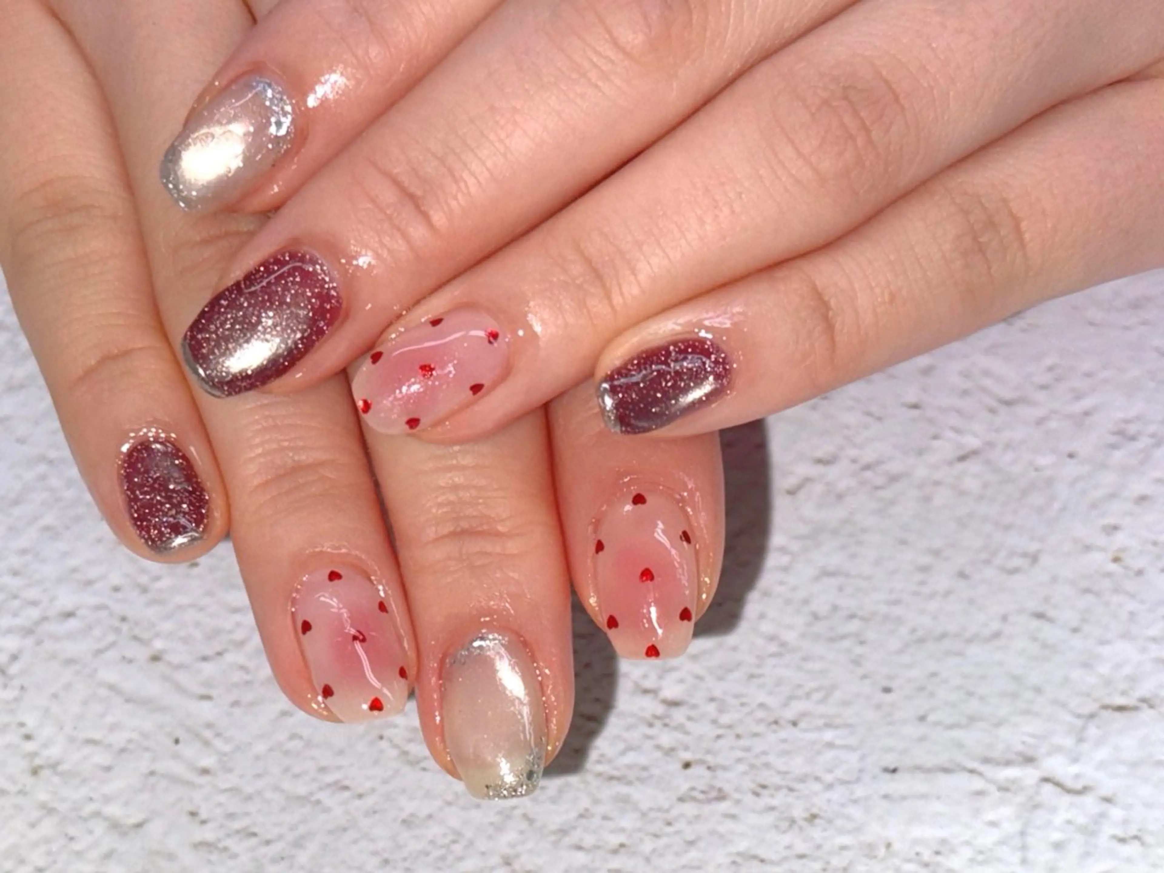 ネイル チークネイル フレンチネイル ミラーネイル 持ち込み Alaia あまねのネイルデザイン