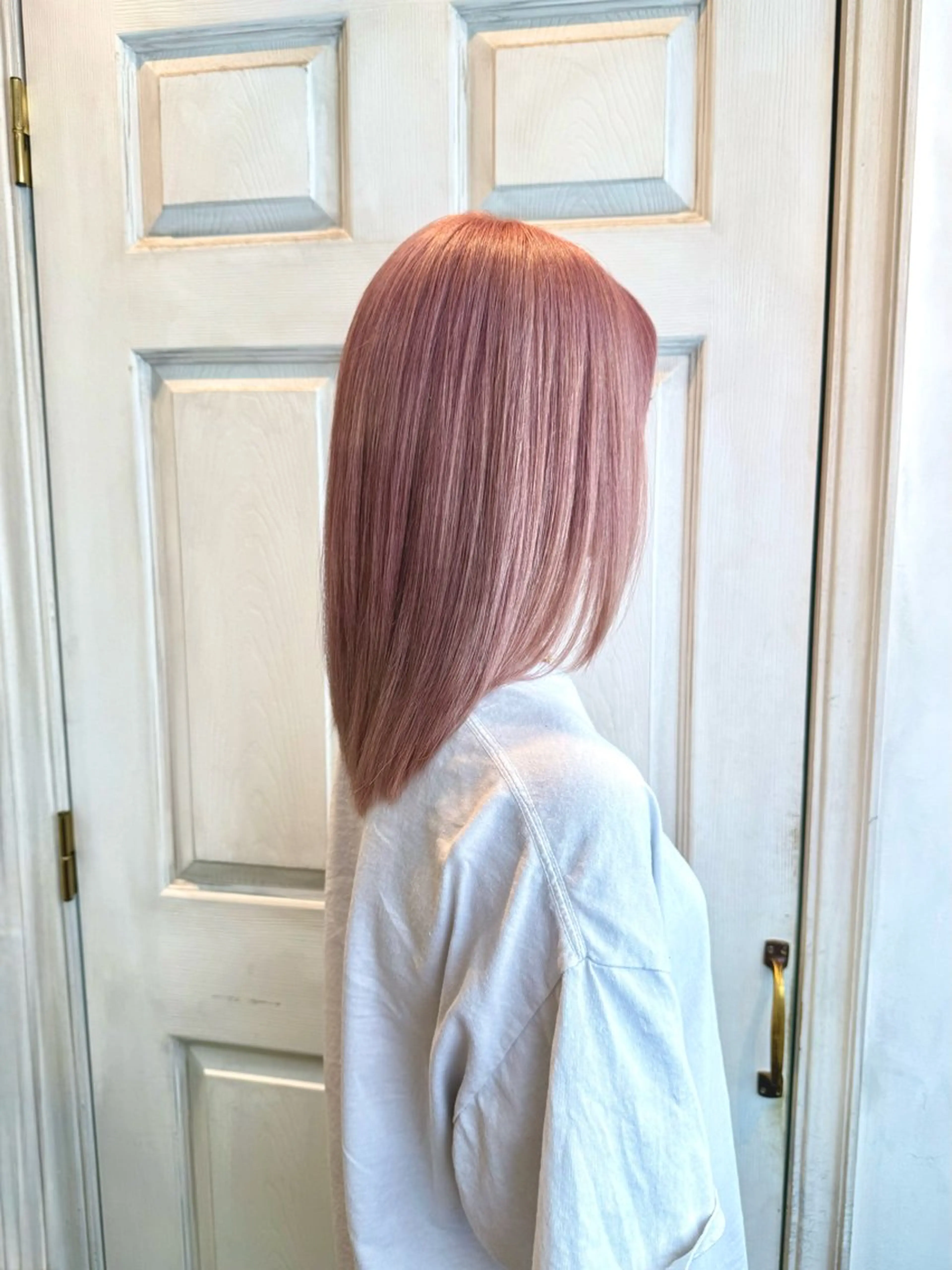 ミディアム カラー ベージュカラー ピンクカラー ピンクベージュ ヘアカラー トリートメント 千 田のヘアスタイル