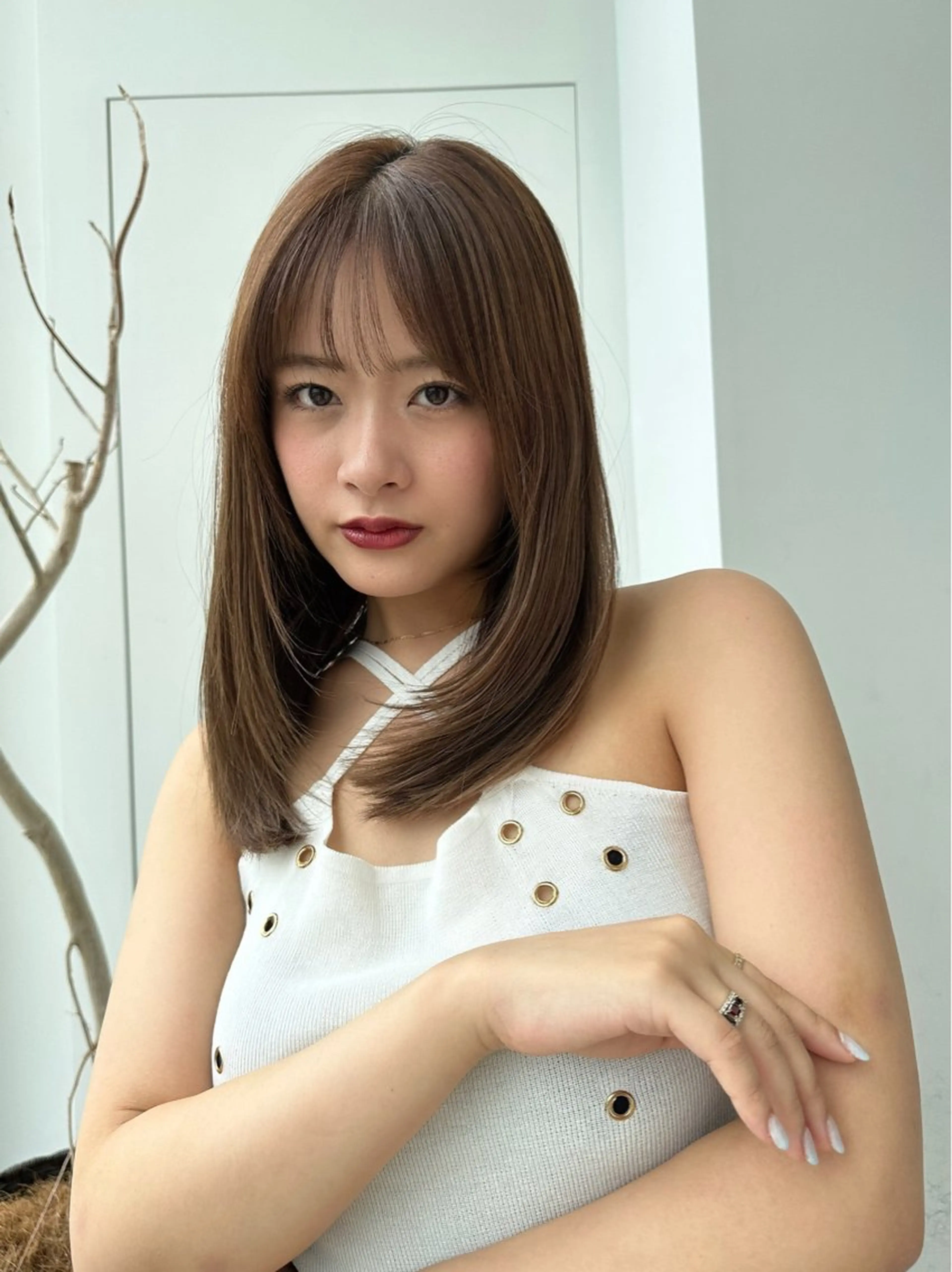 ミディアム カラー ヘアカラー トリートメント ヘアセット 韓国ヘア/レイヤー Londエレンのヘアスタイル