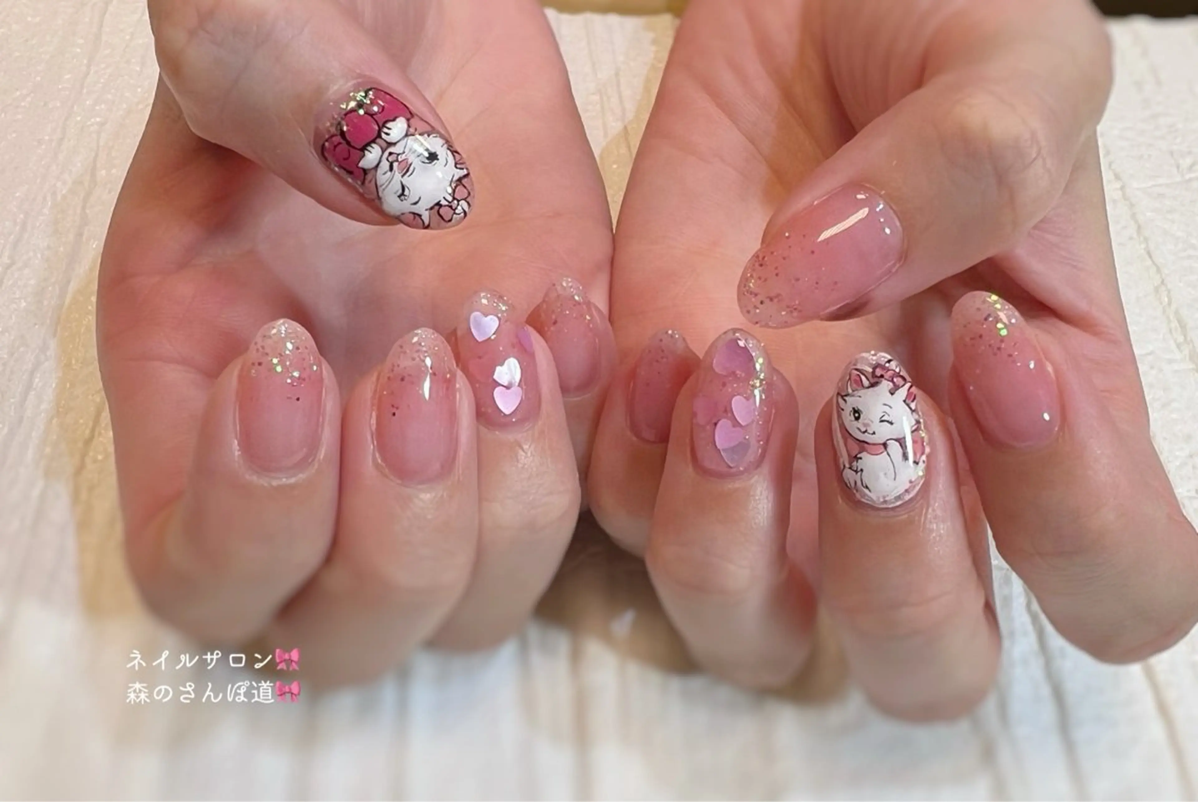 ネイル ハンドネイル ショートネイル 森のさんぽ道のネイルデザイン