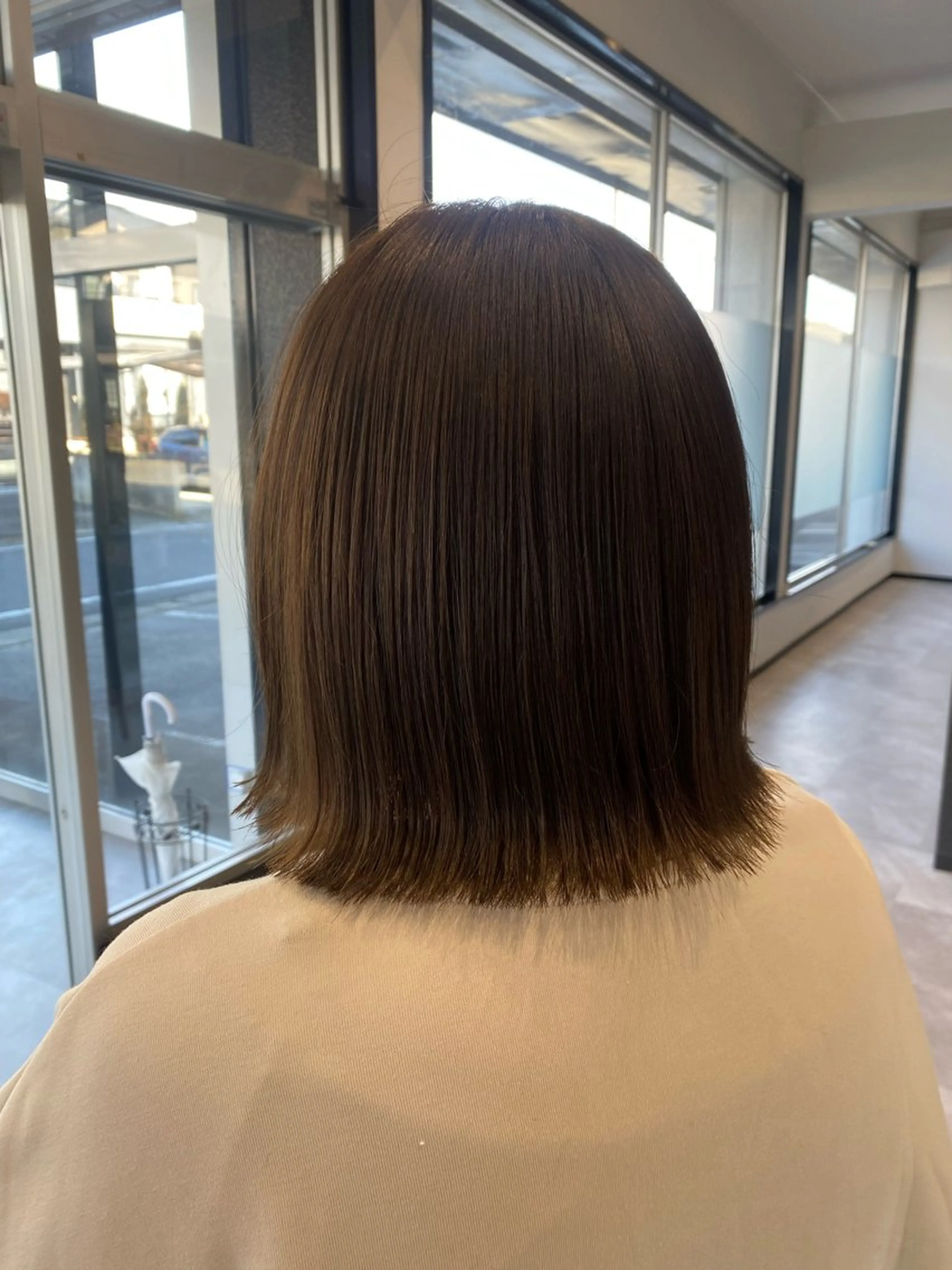 ミディアム ボブ カット ヘアカラー トリートメント maki💖 レイヤー/髪質改善のヘアスタイル