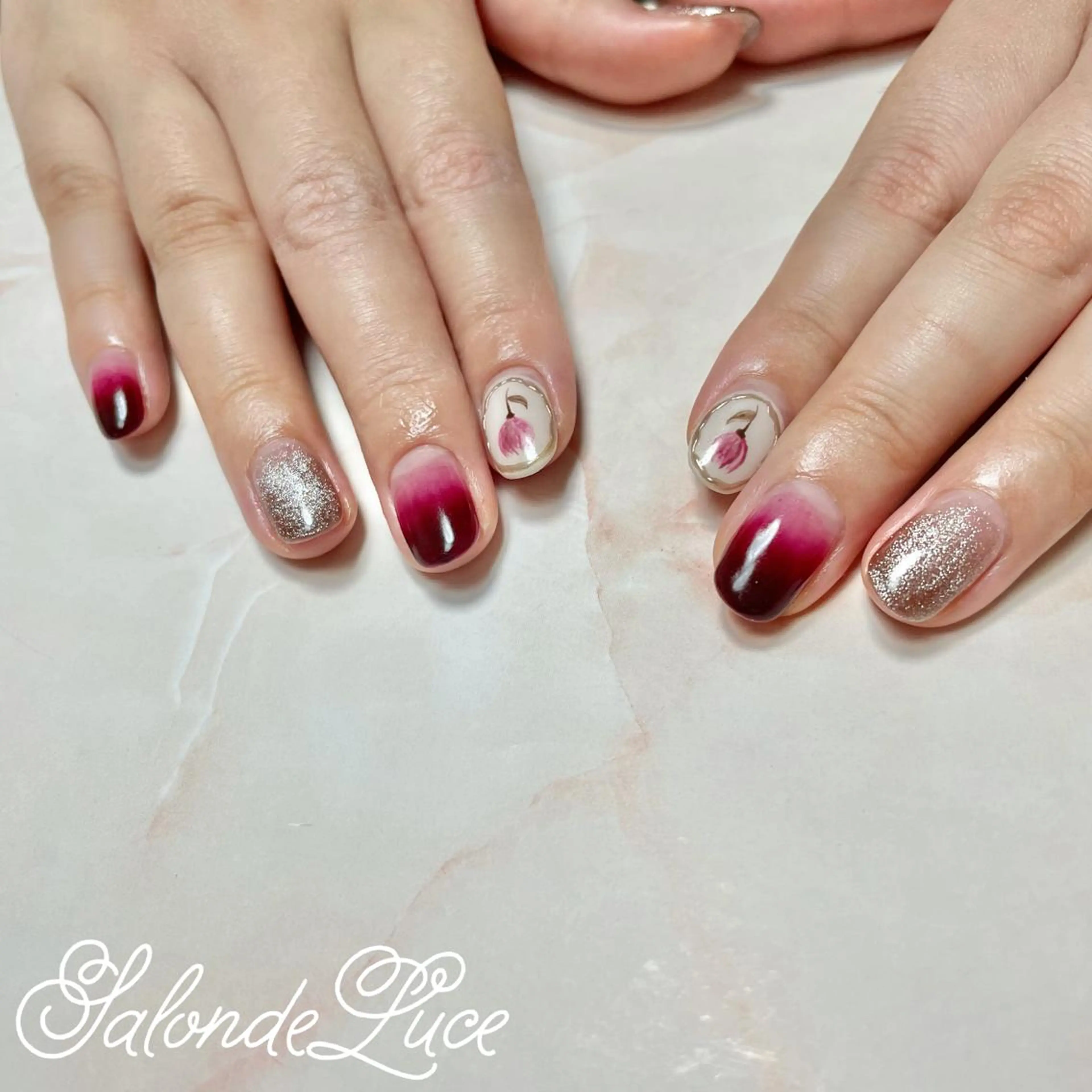 ネイル グラデーション マグネットネイル ミラーネイル Salon de Luceのネイルデザイン