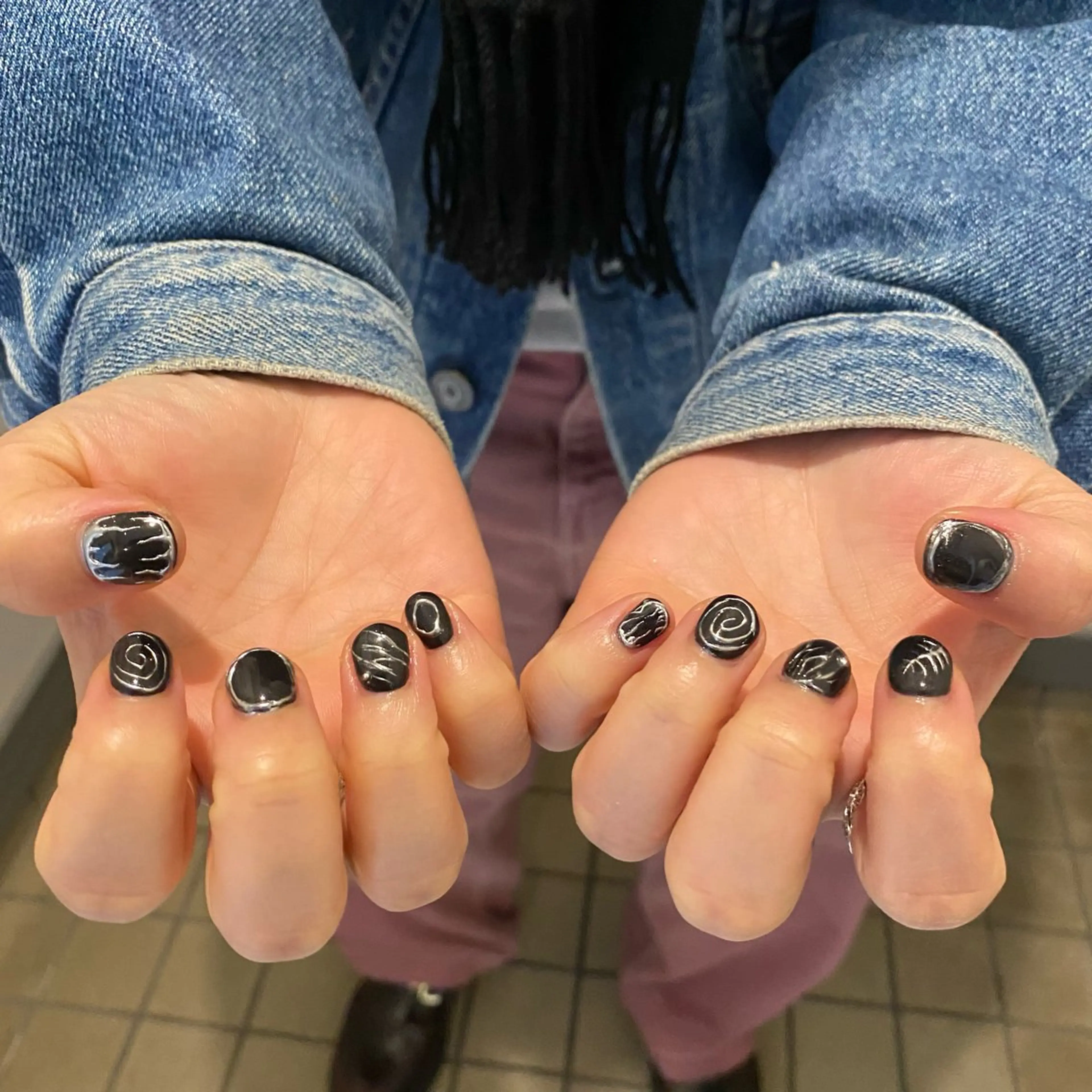 【メンズネイル🧑🏻✨】ハンドジェル(アート・小さいパーツ10粒まで込み)※オフなしの写真