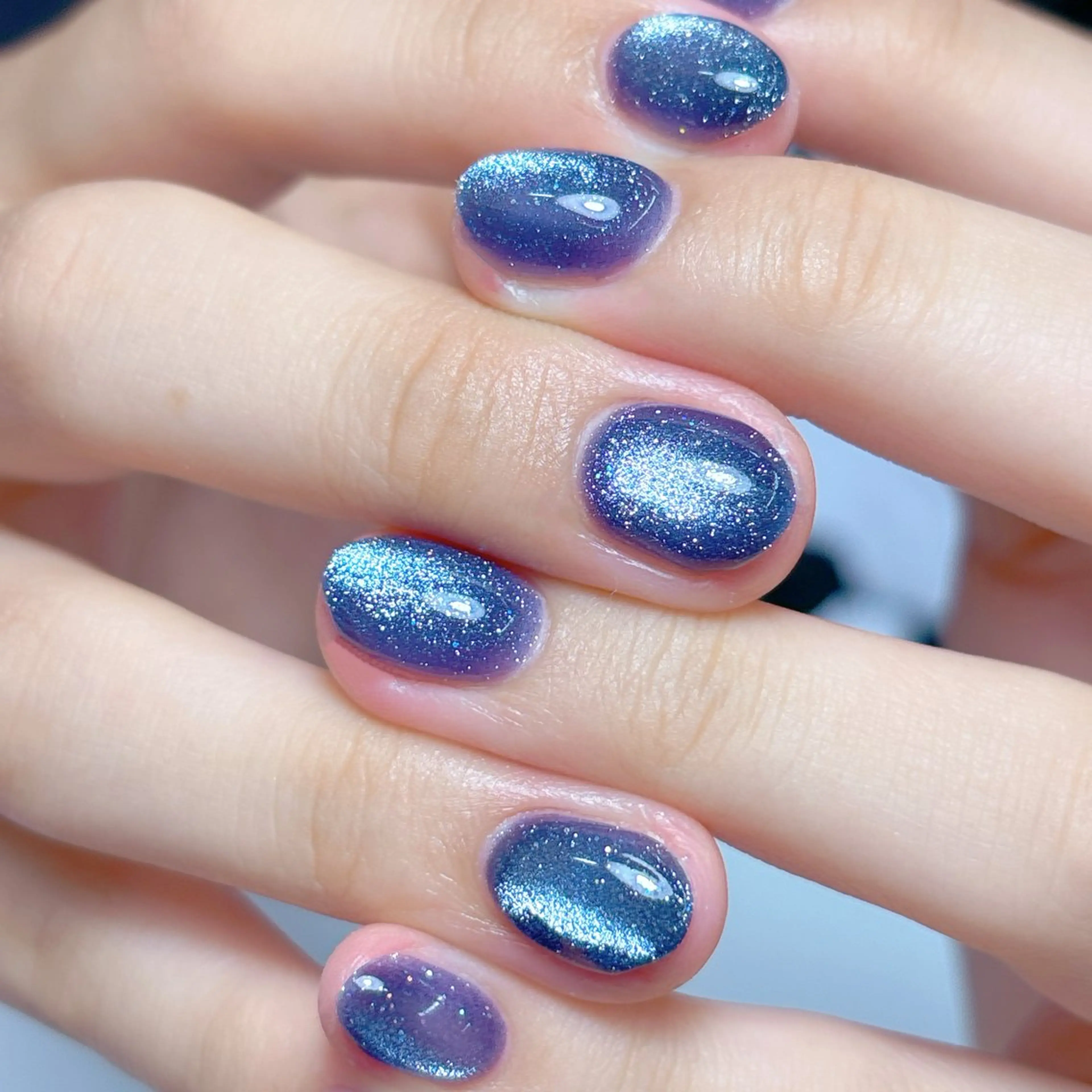 ネイル フラッシュネイル フラッシュマグ キラキラネイル ネイビー 西荻窪ネイルサロン miaのネイルデザイン