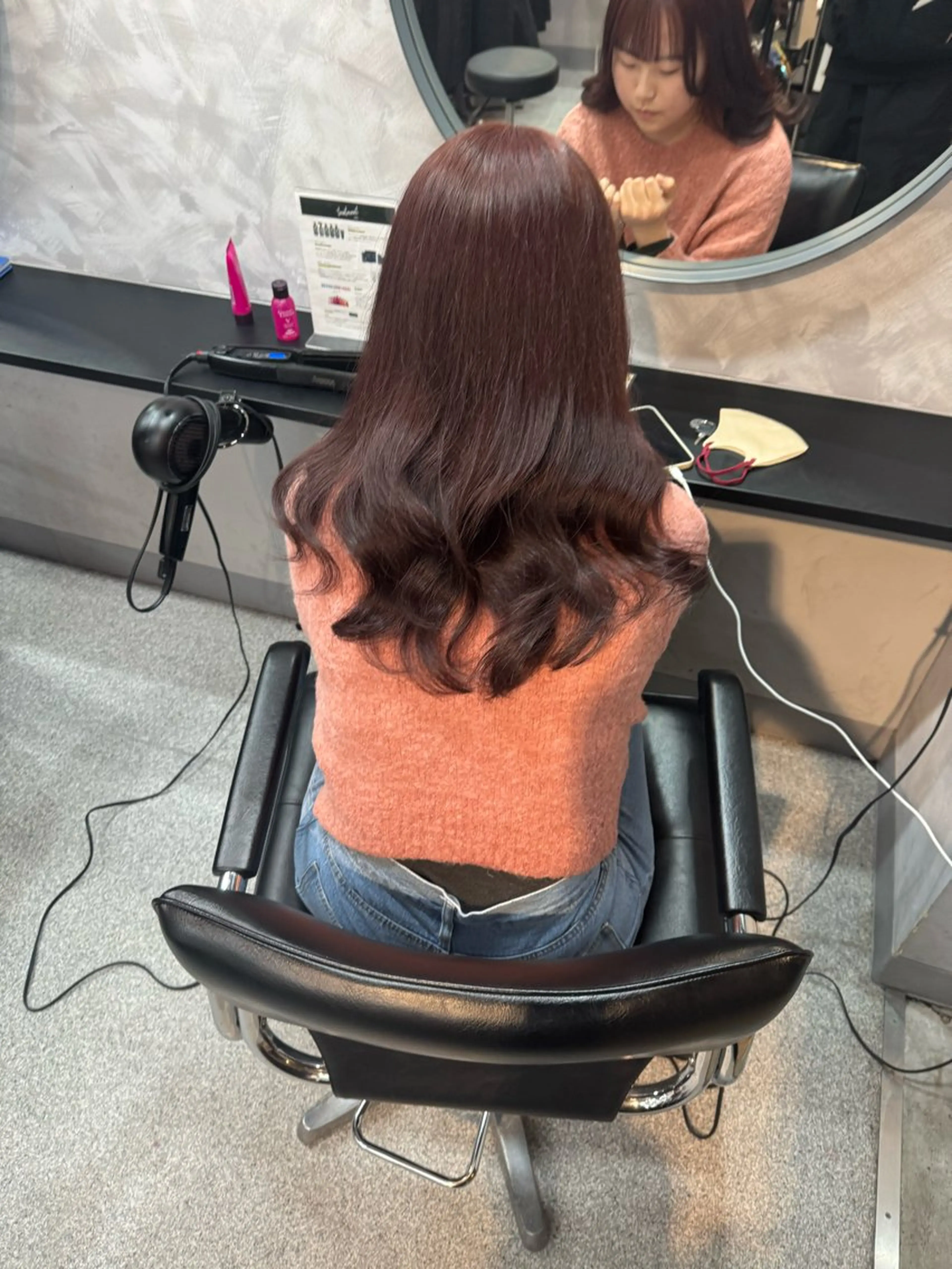 セミロング ピンクブラウン 濱川響太レディース カットモデルのヘアスタイル